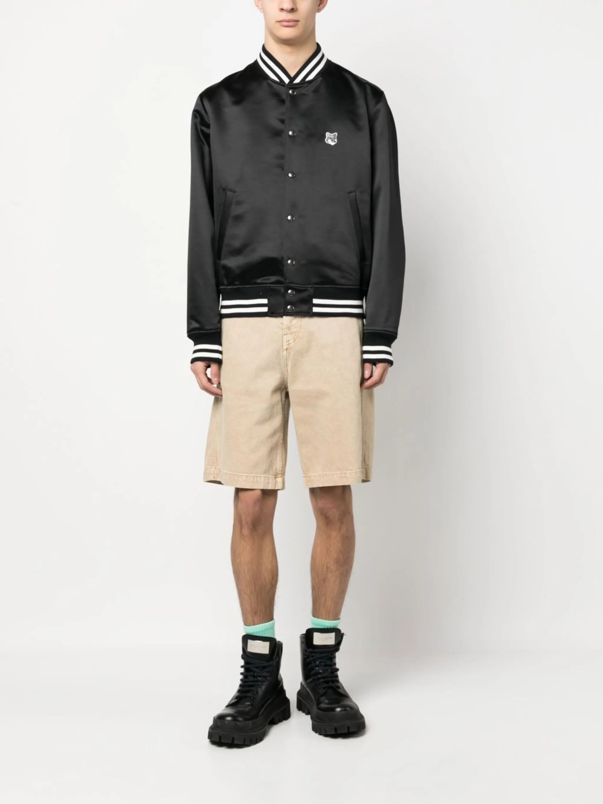 satin-finish bomber jacket