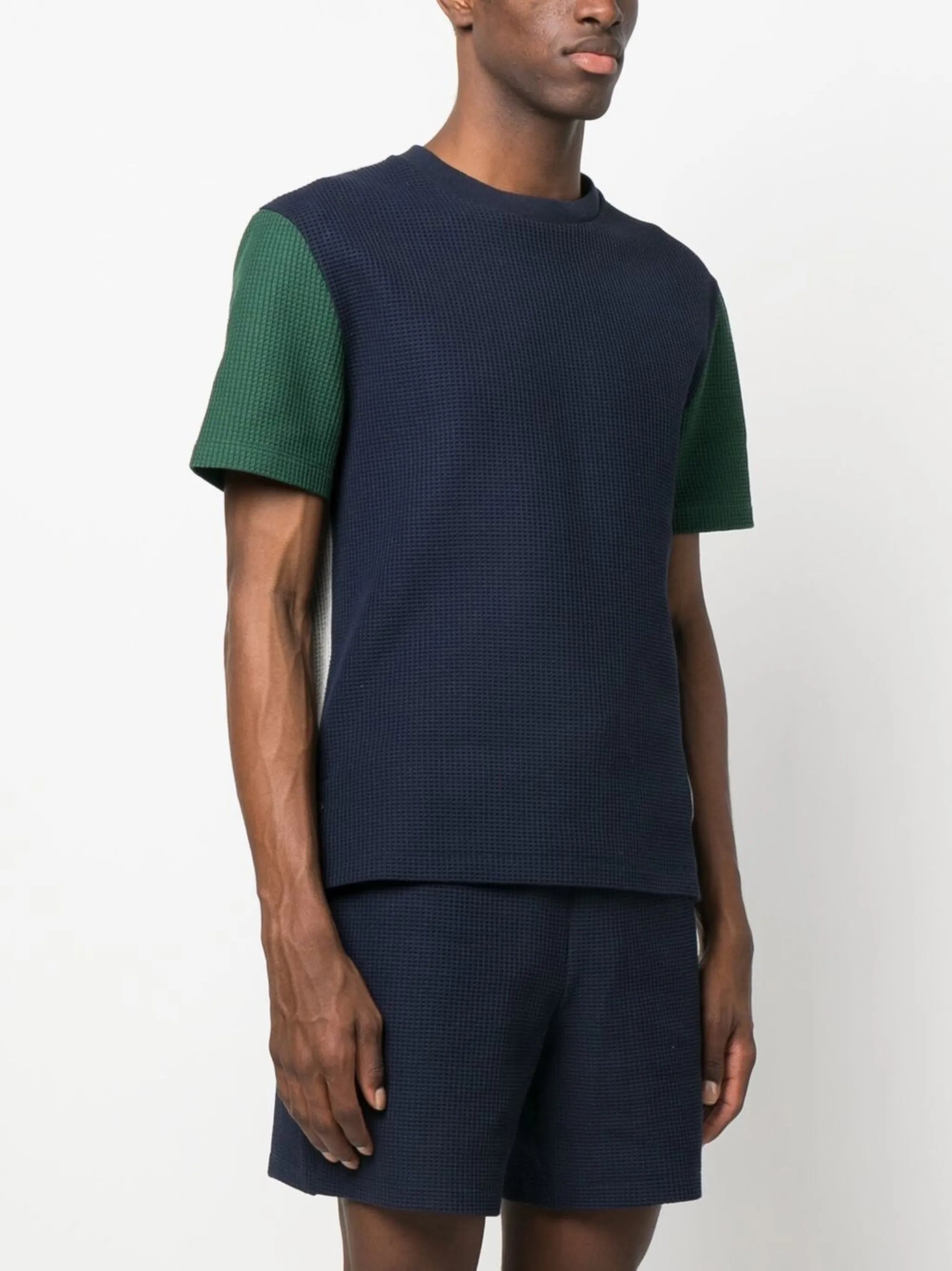 logo-patch waffle knit T-shirt