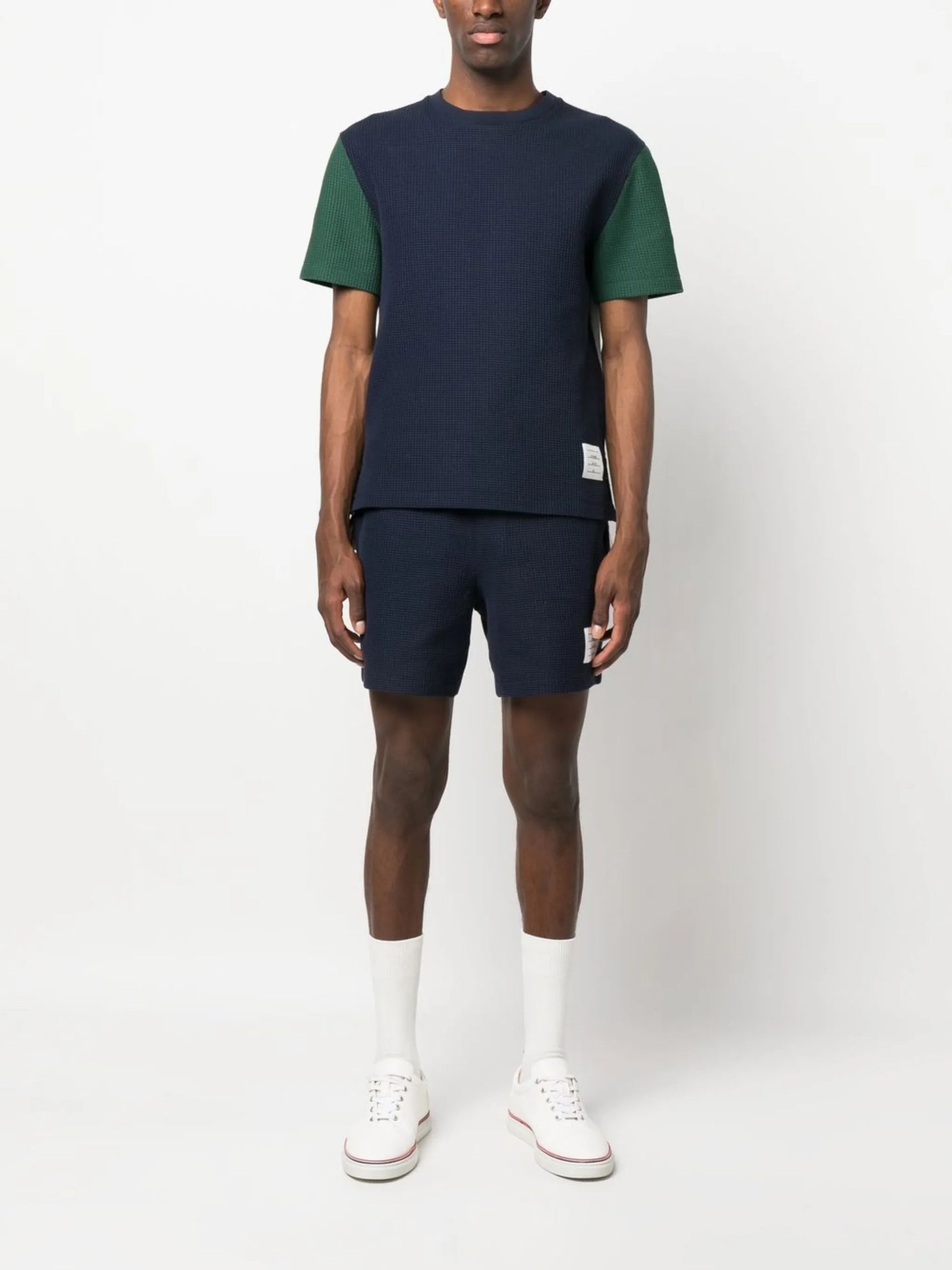 logo-patch waffle knit T-shirt