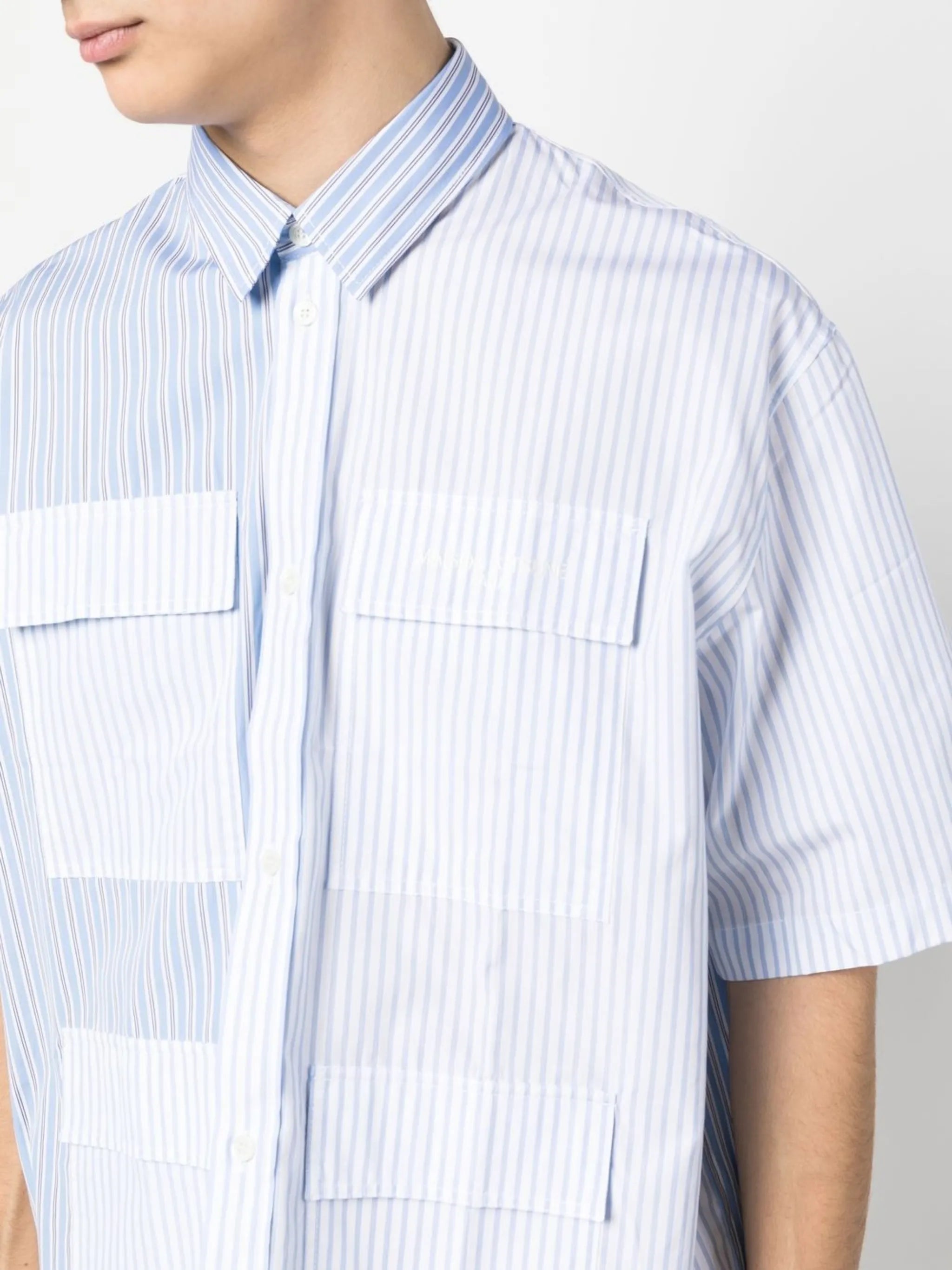colour-block striped shirt