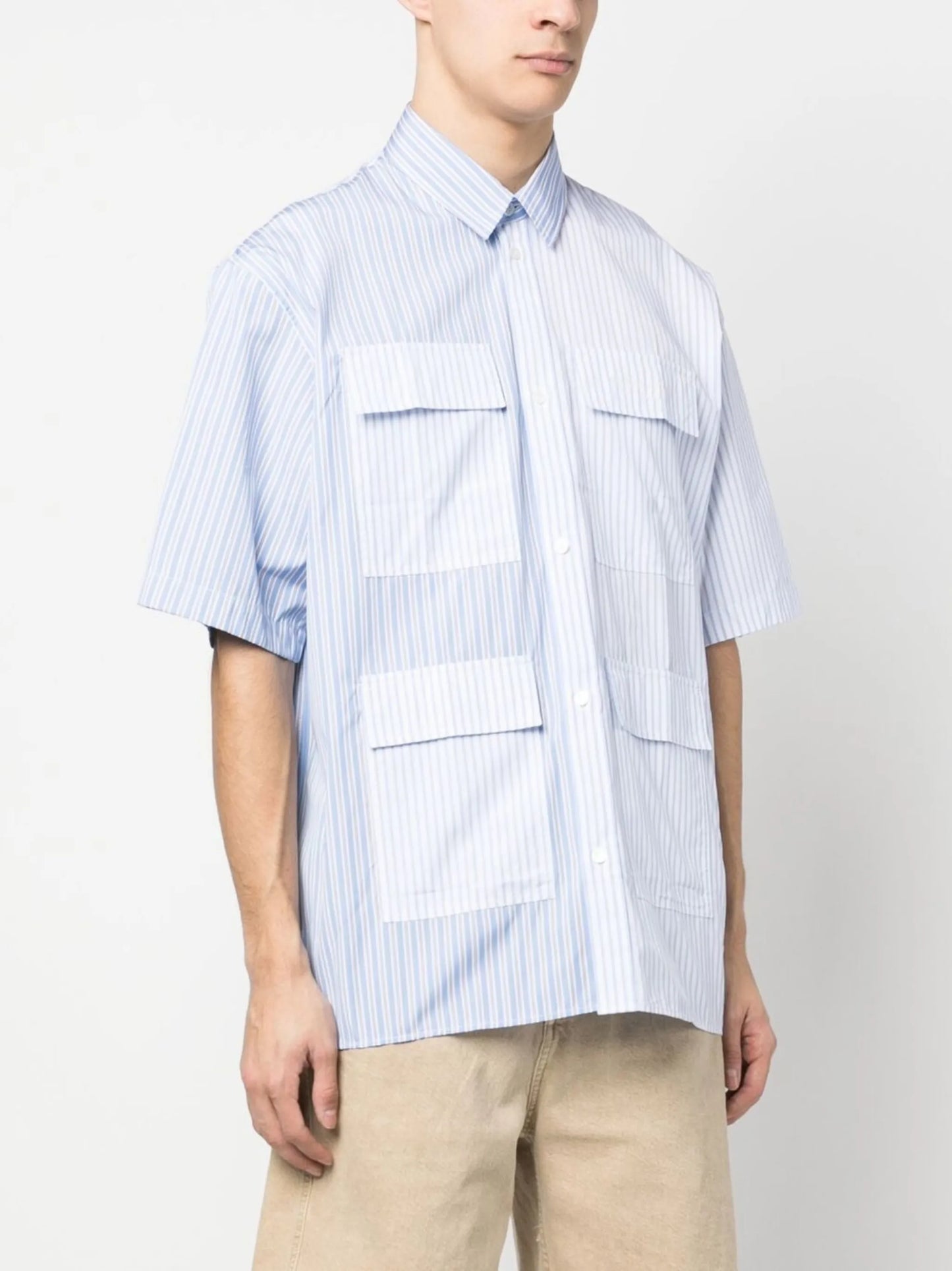 colour-block striped shirt
