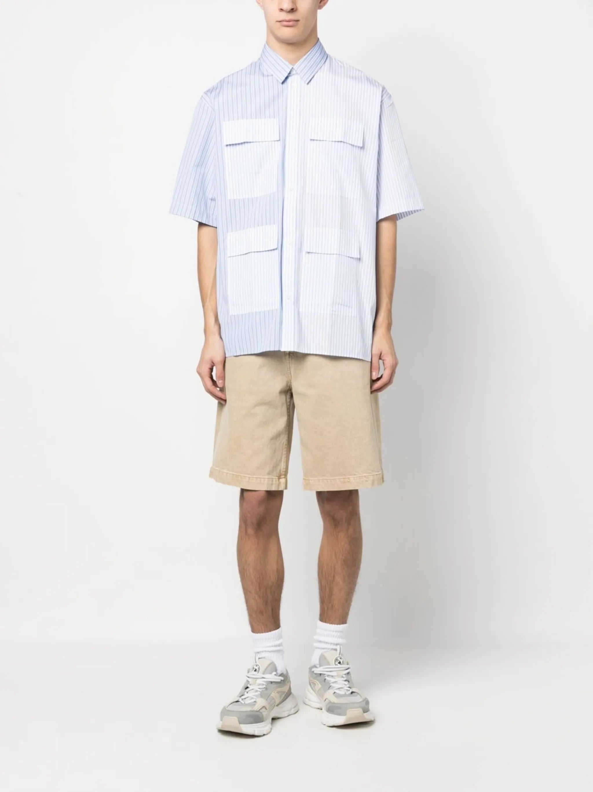 colour-block striped shirt