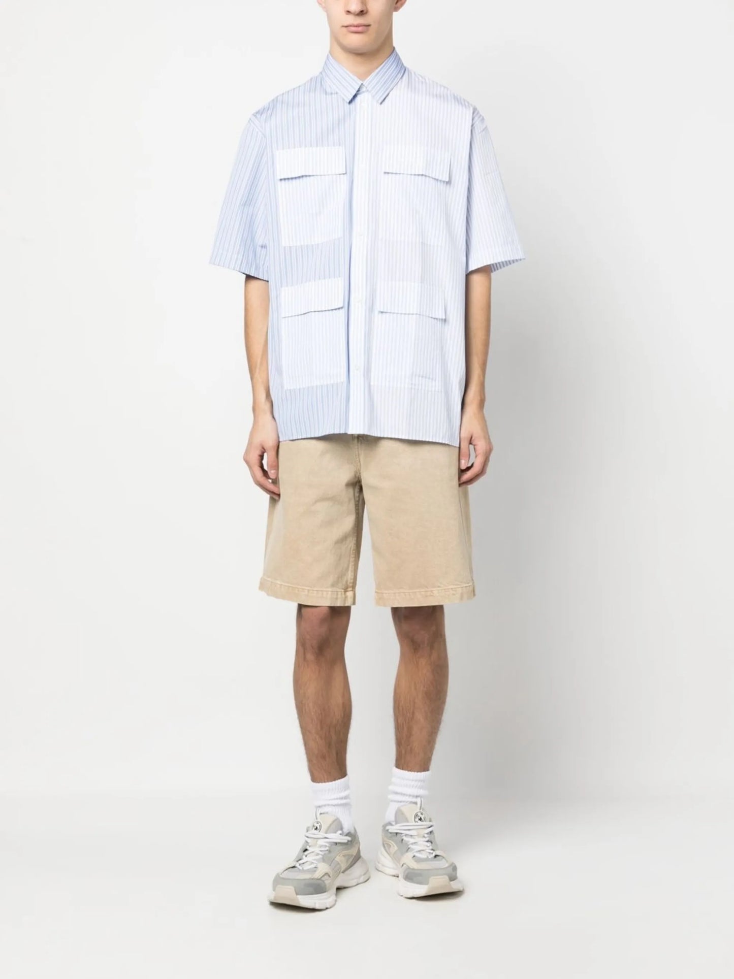 colour-block striped shirt