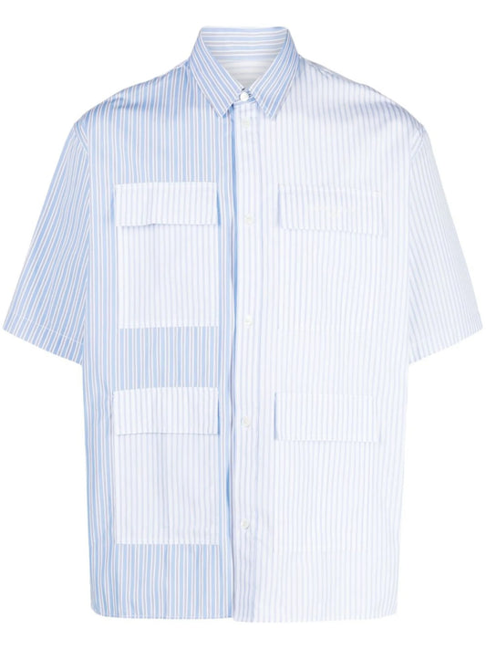 colour-block striped shirt