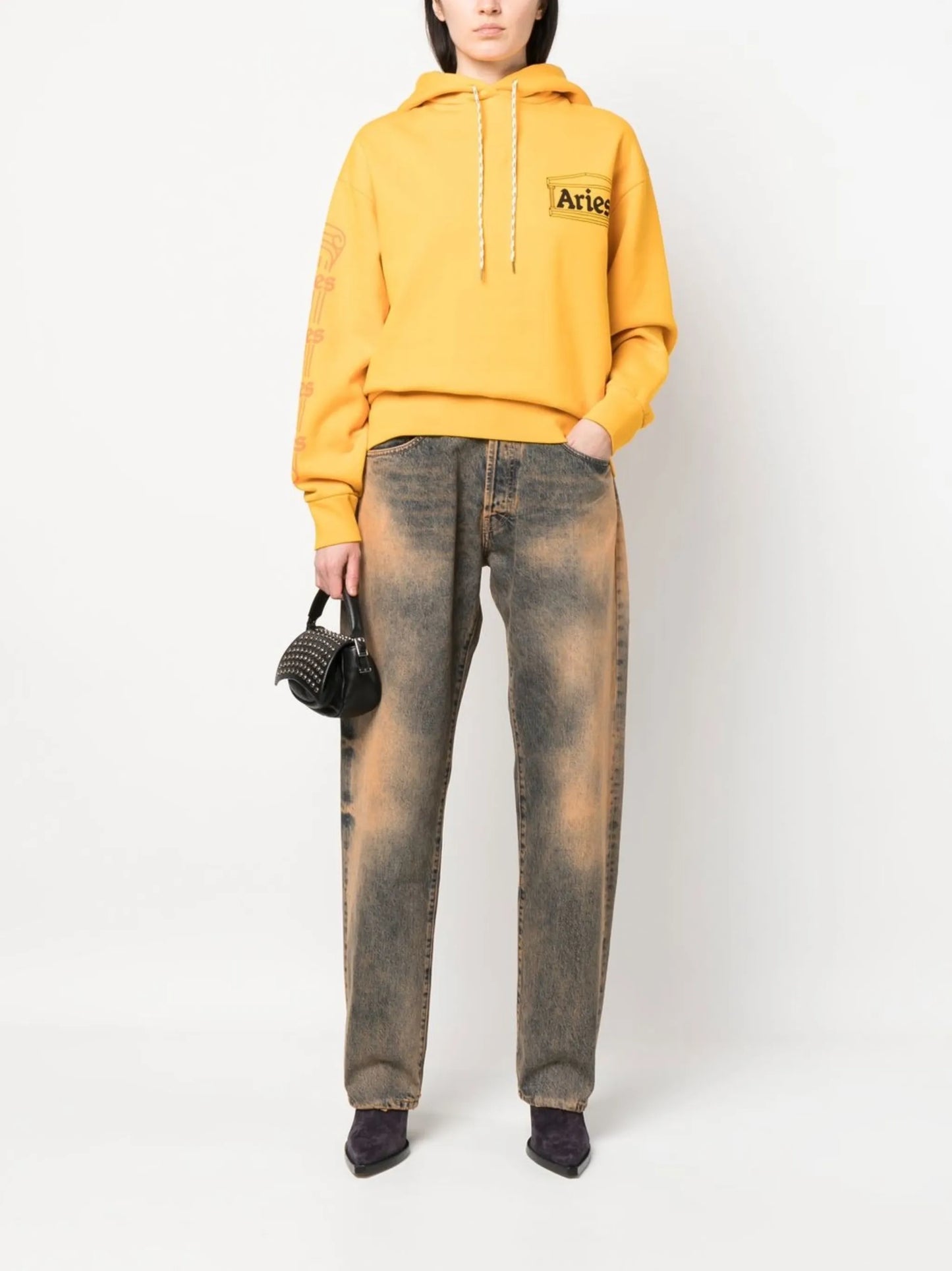 Embroidered-logo pullover hoodie
