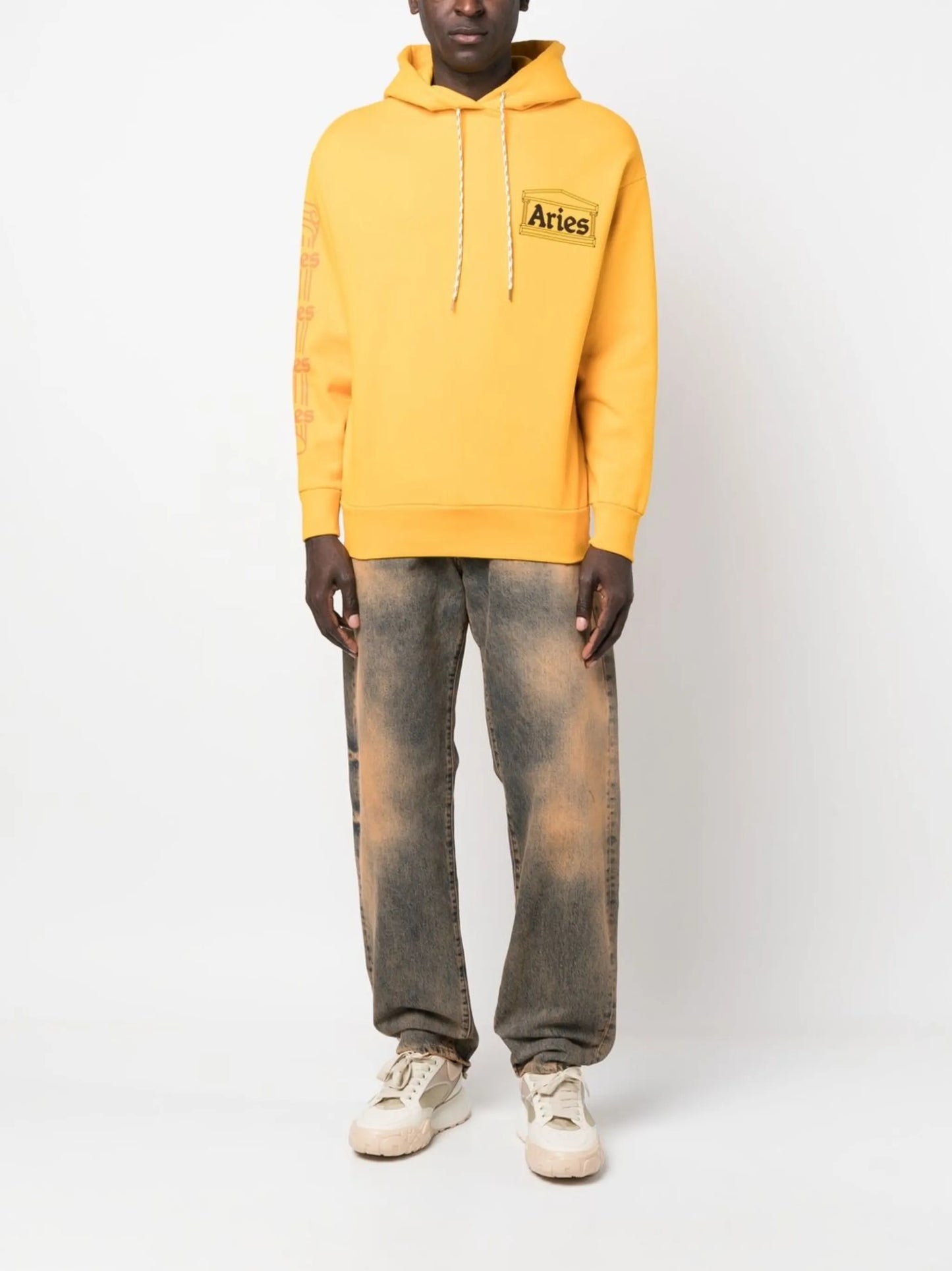 Embroidered-logo pullover hoodie