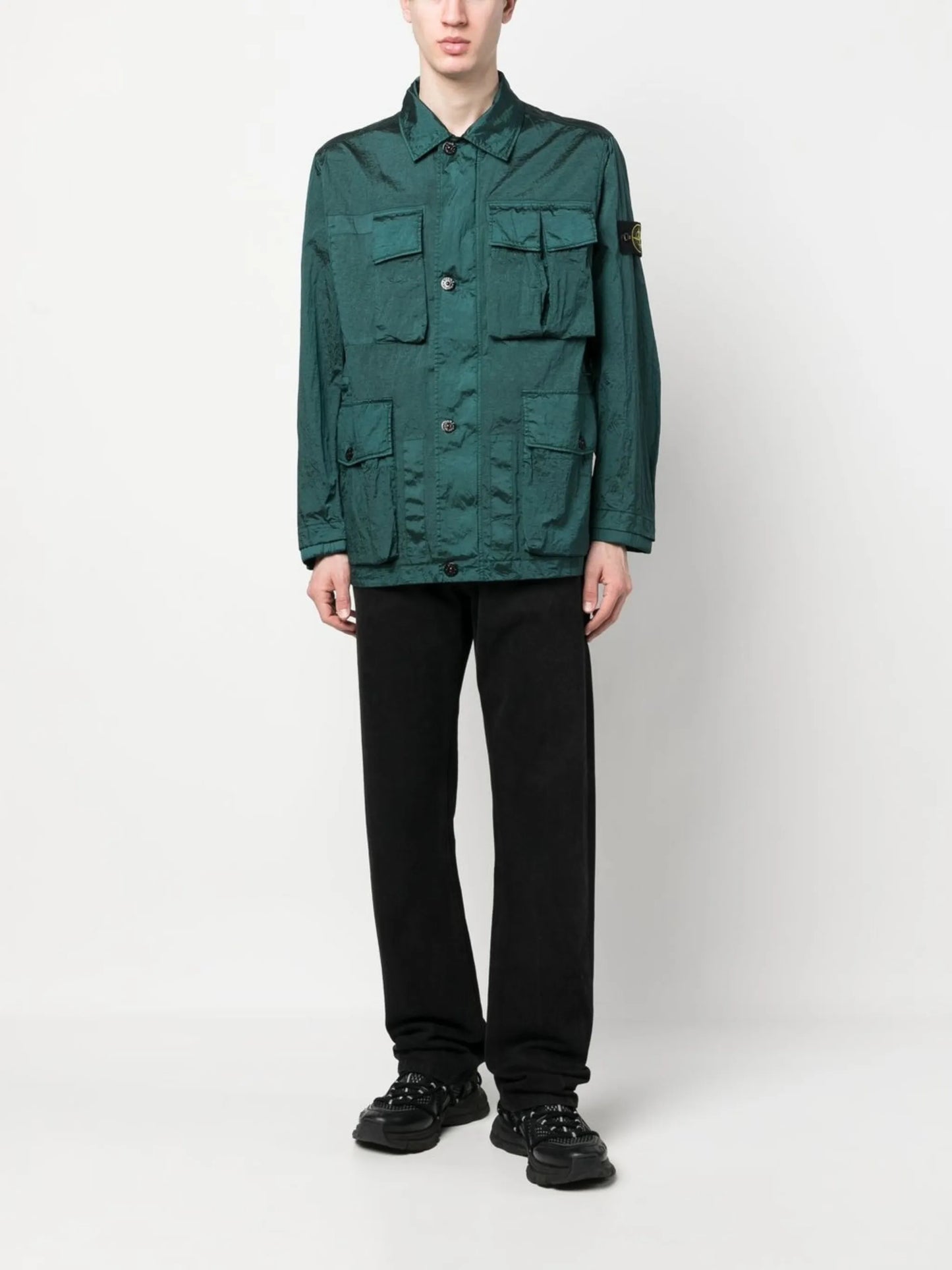 Compass-patch shirt jacket