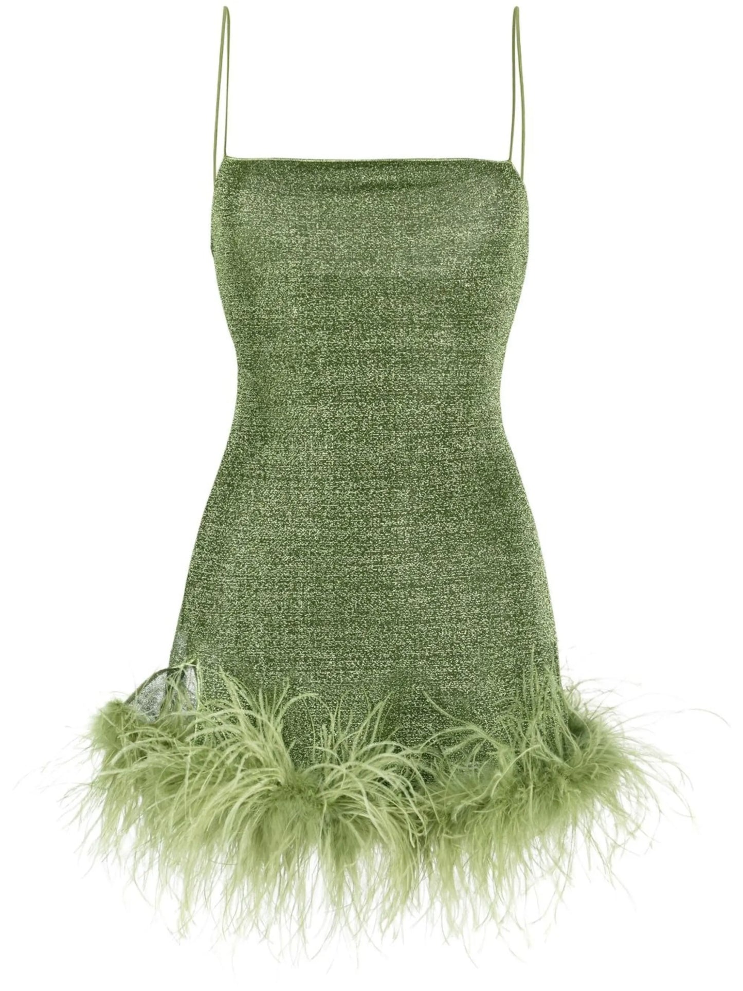 feather-trim mini dress