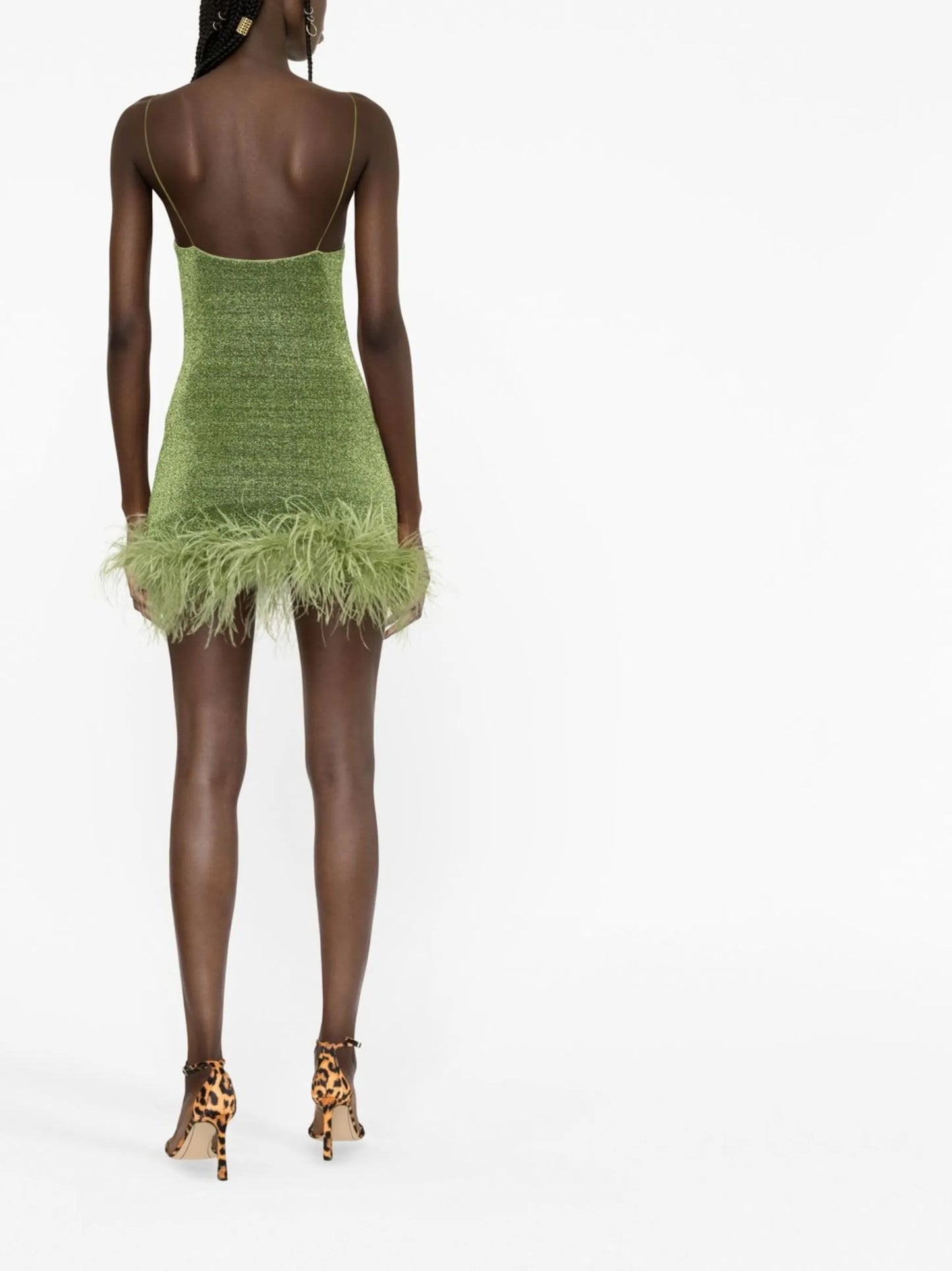 feather-trim mini dress