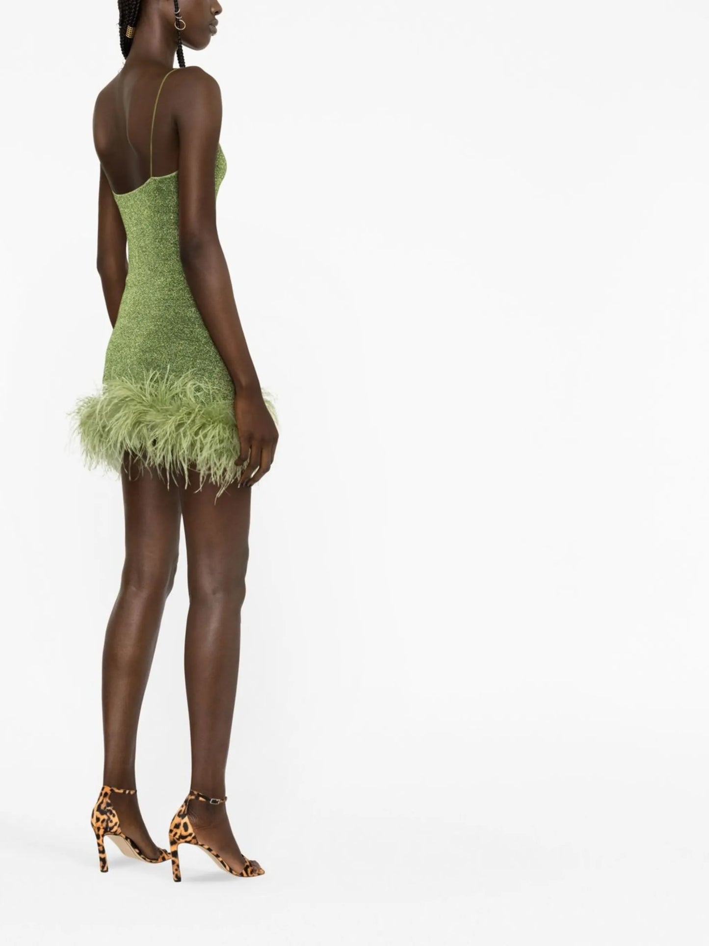 feather-trim mini dress