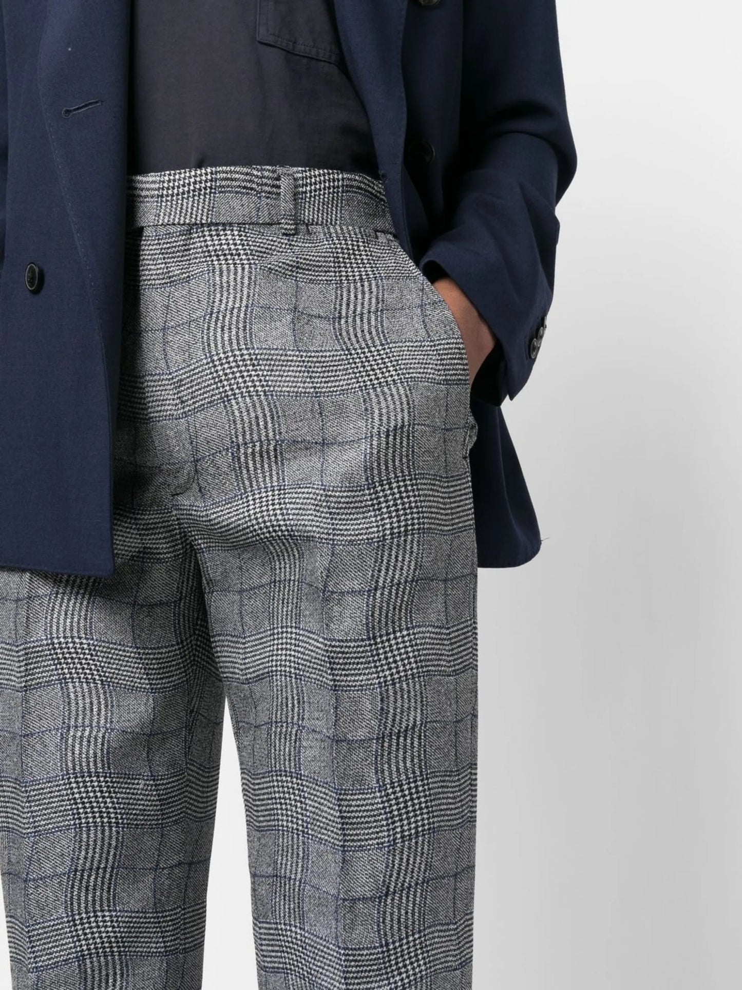 wavy checkered pattern trousers
