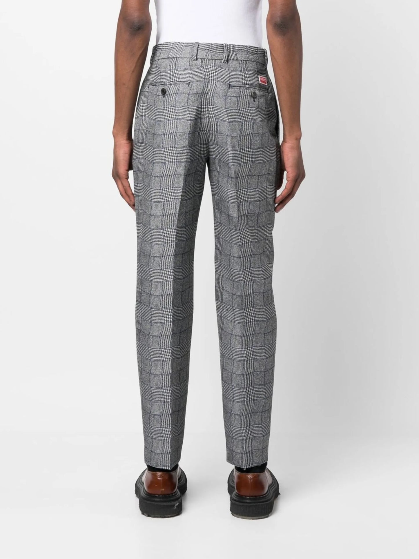 wavy checkered pattern trousers
