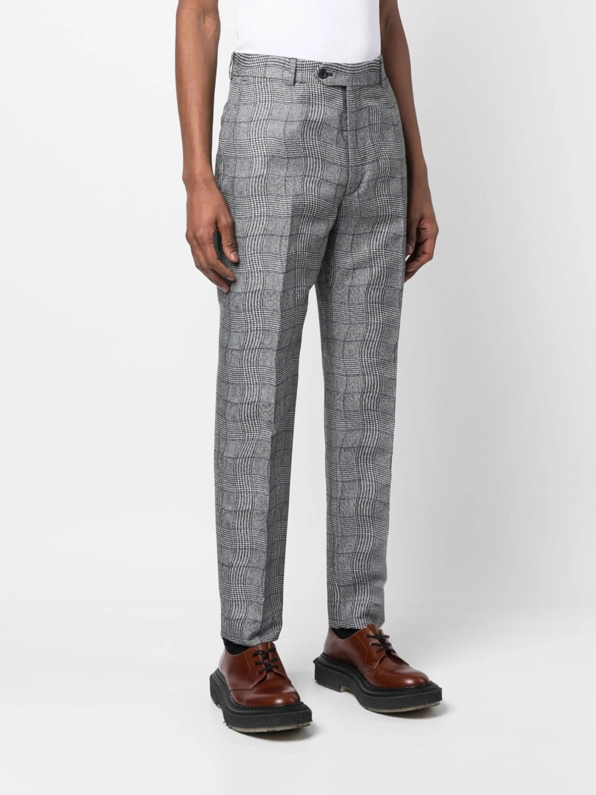 wavy checkered pattern trousers