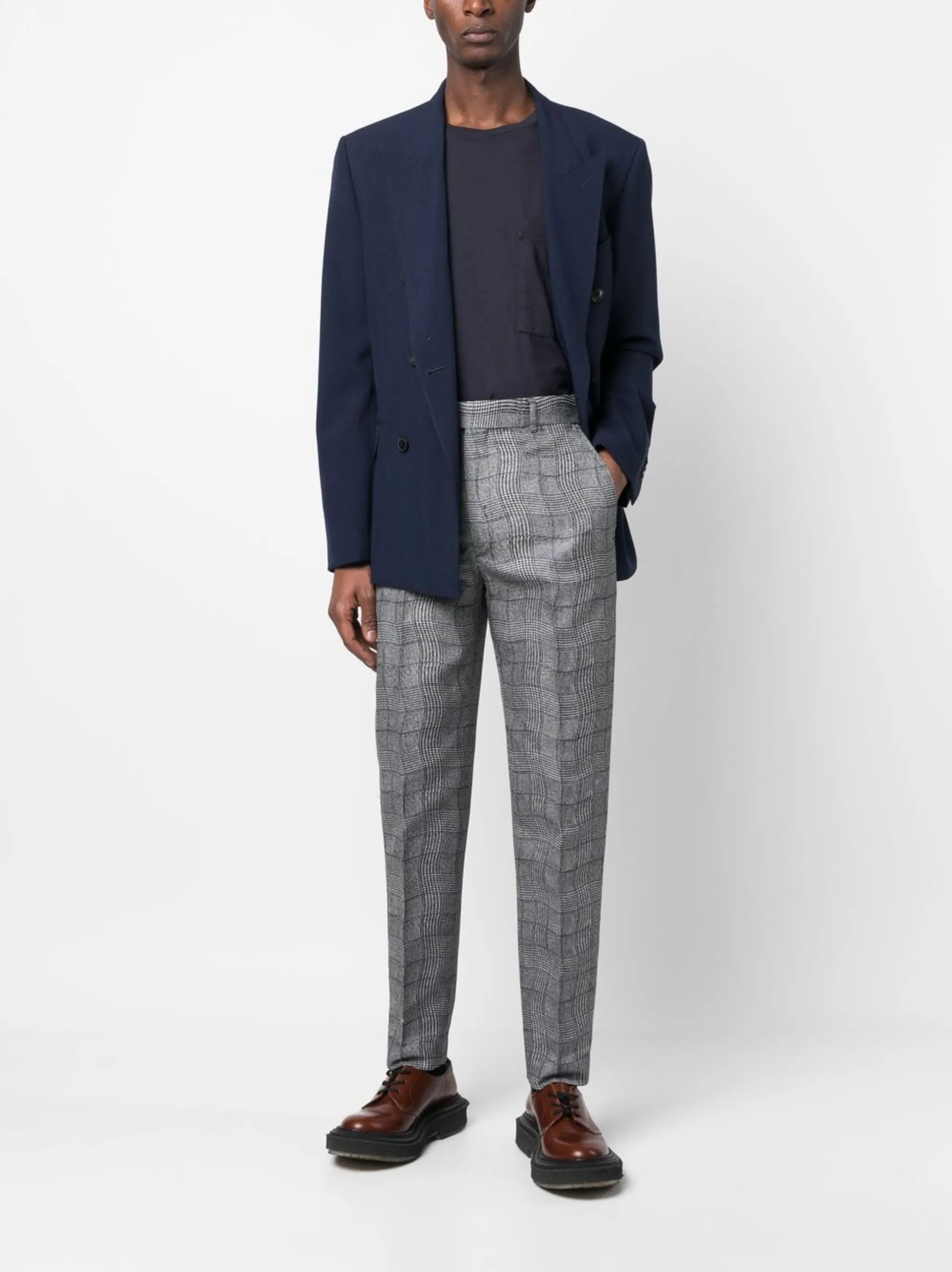 wavy checkered pattern trousers