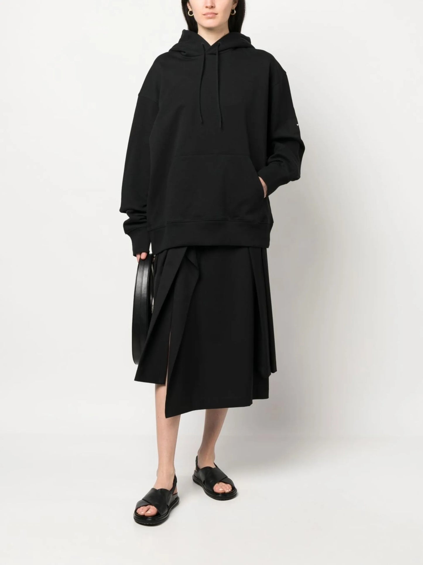 drop-shoulder drawstring hoodie