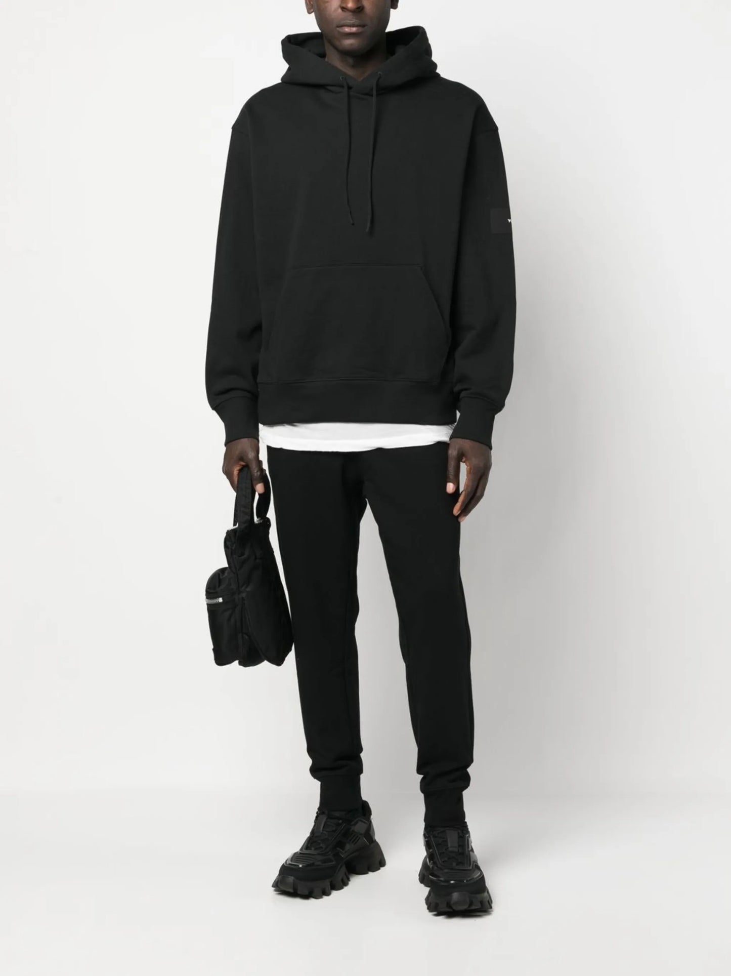 drop-shoulder drawstring hoodie
