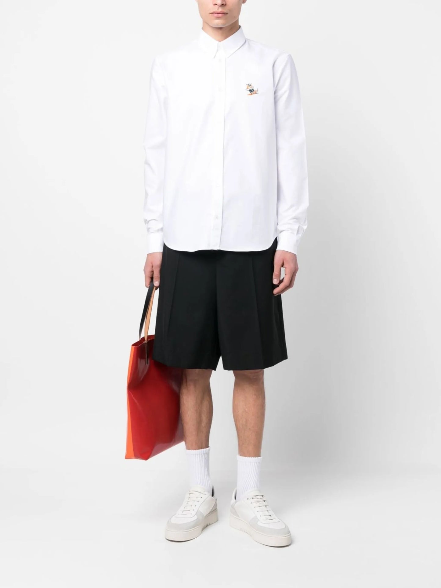 fox-patch long-sleeve shirt