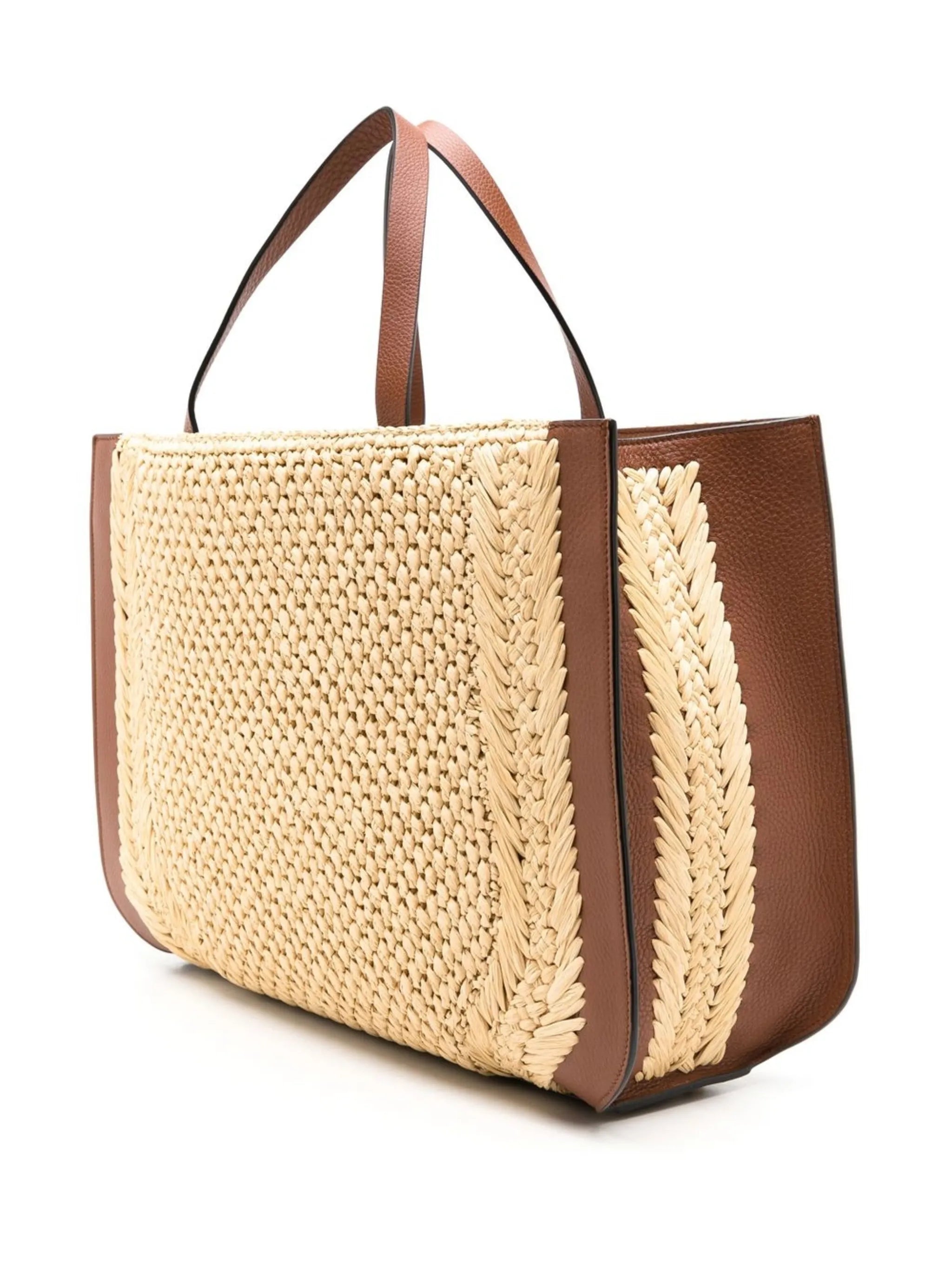 VLogo Signature raffia tote bag