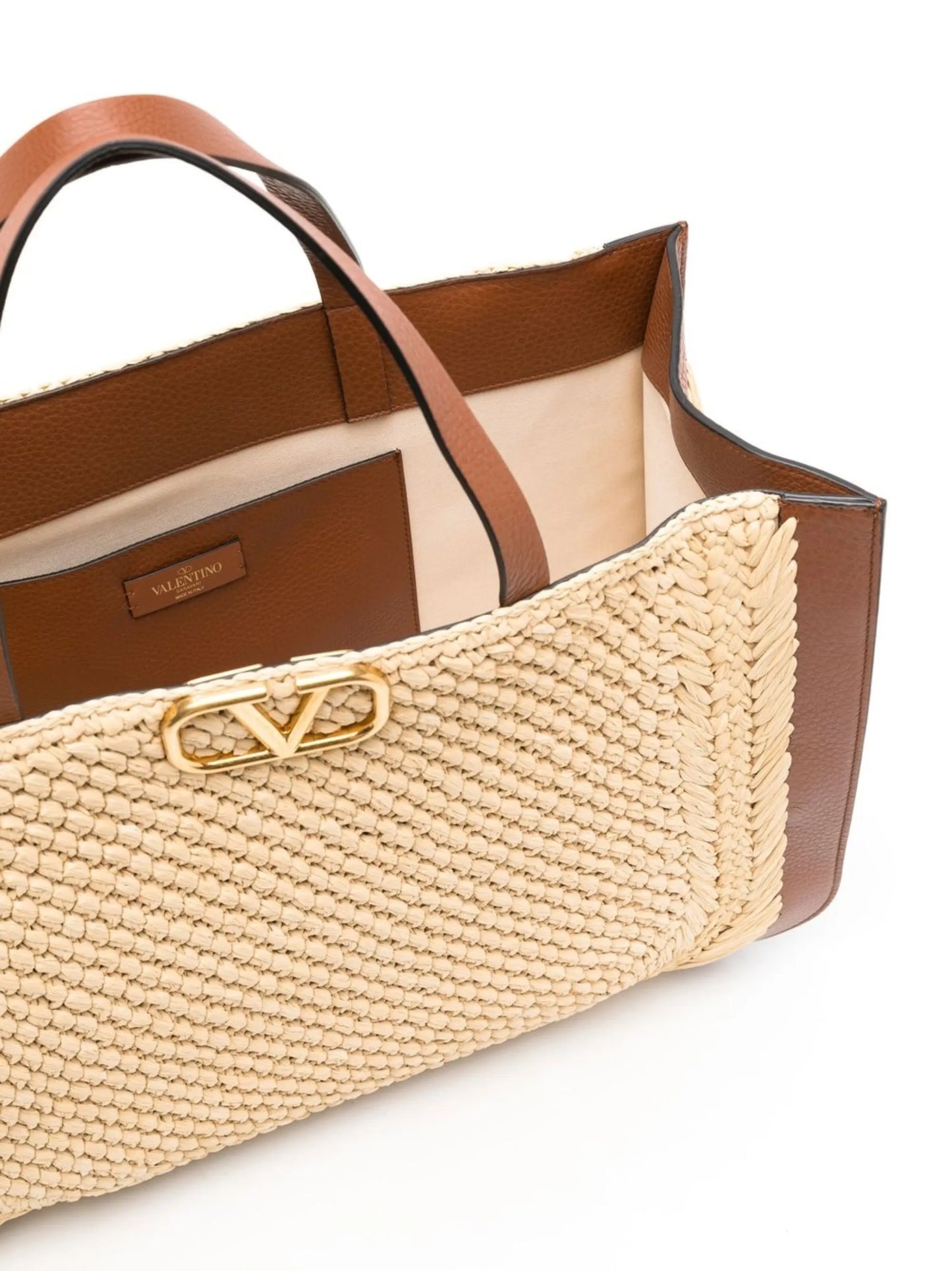VLogo Signature raffia tote bag