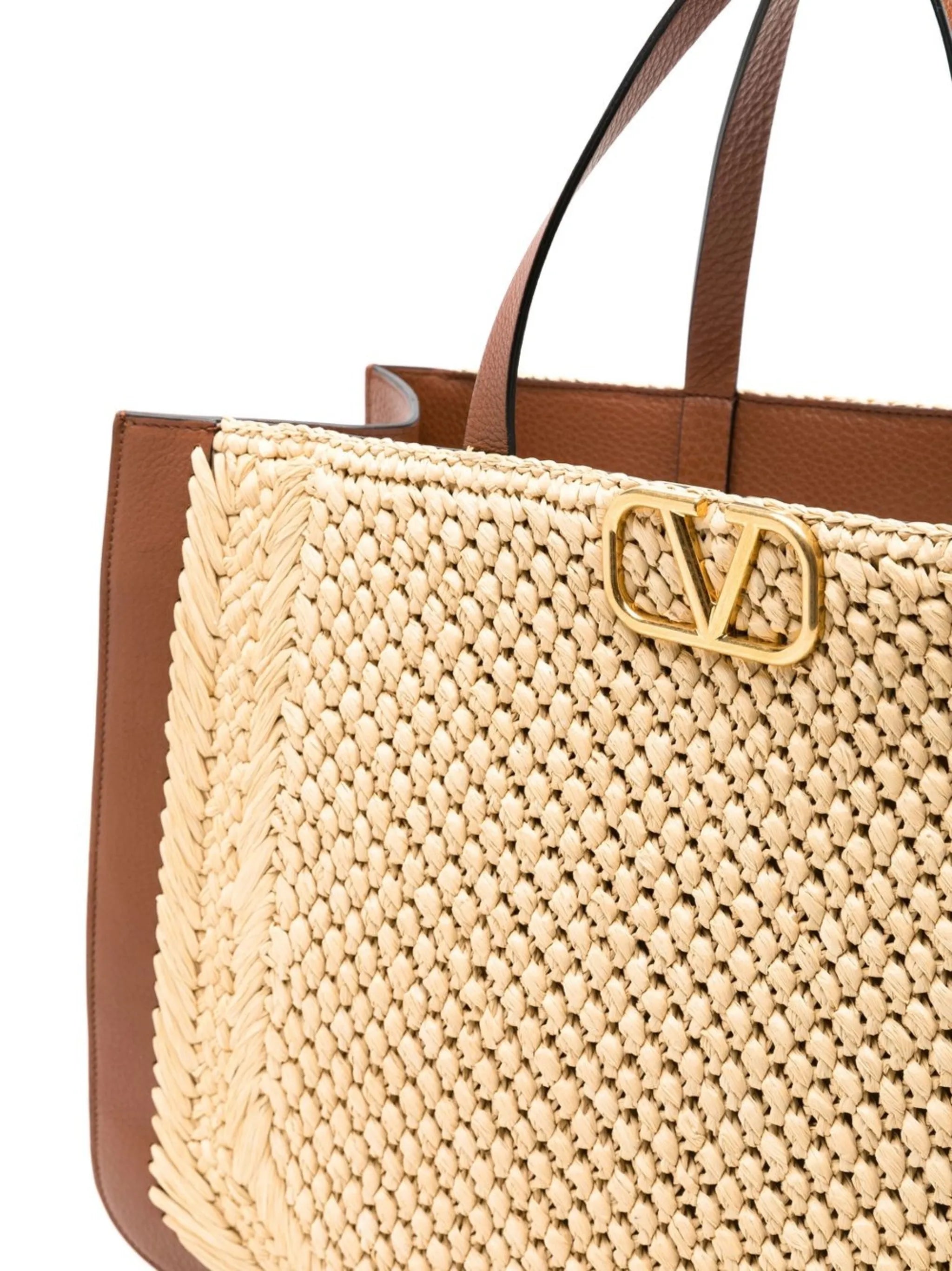 VLogo Signature raffia tote bag