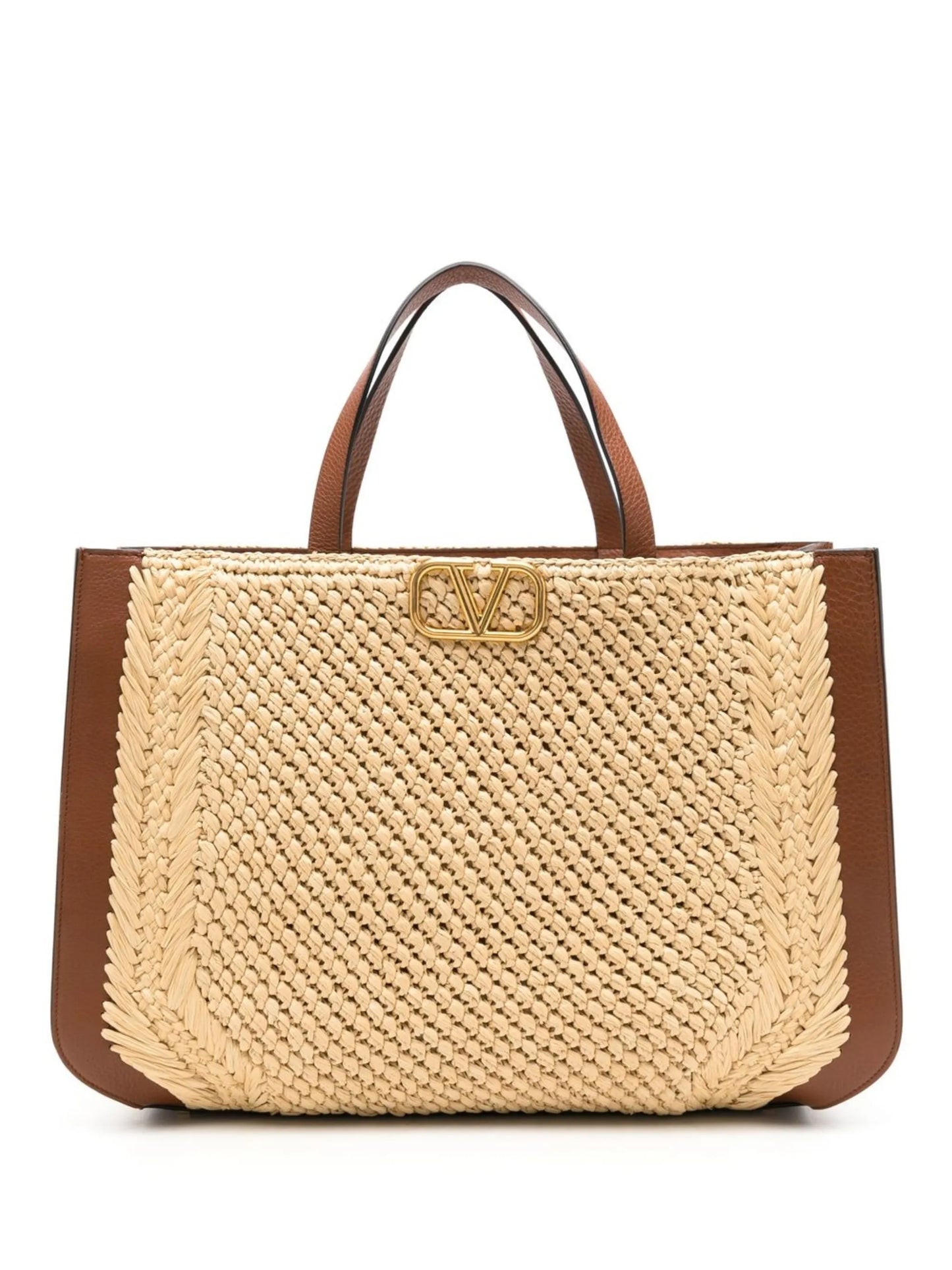 VLogo Signature raffia tote bag