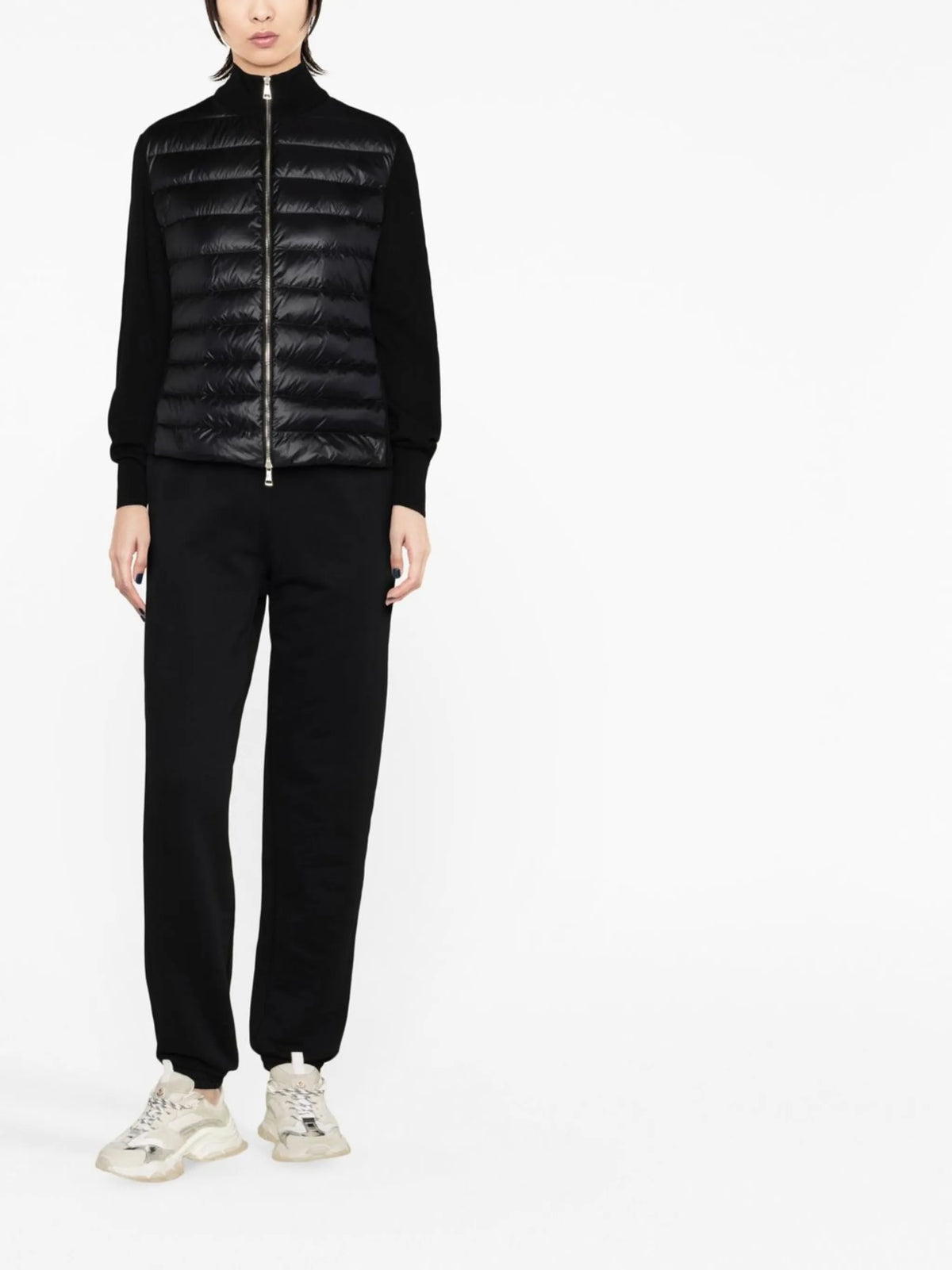 quilted panel-detail sweater