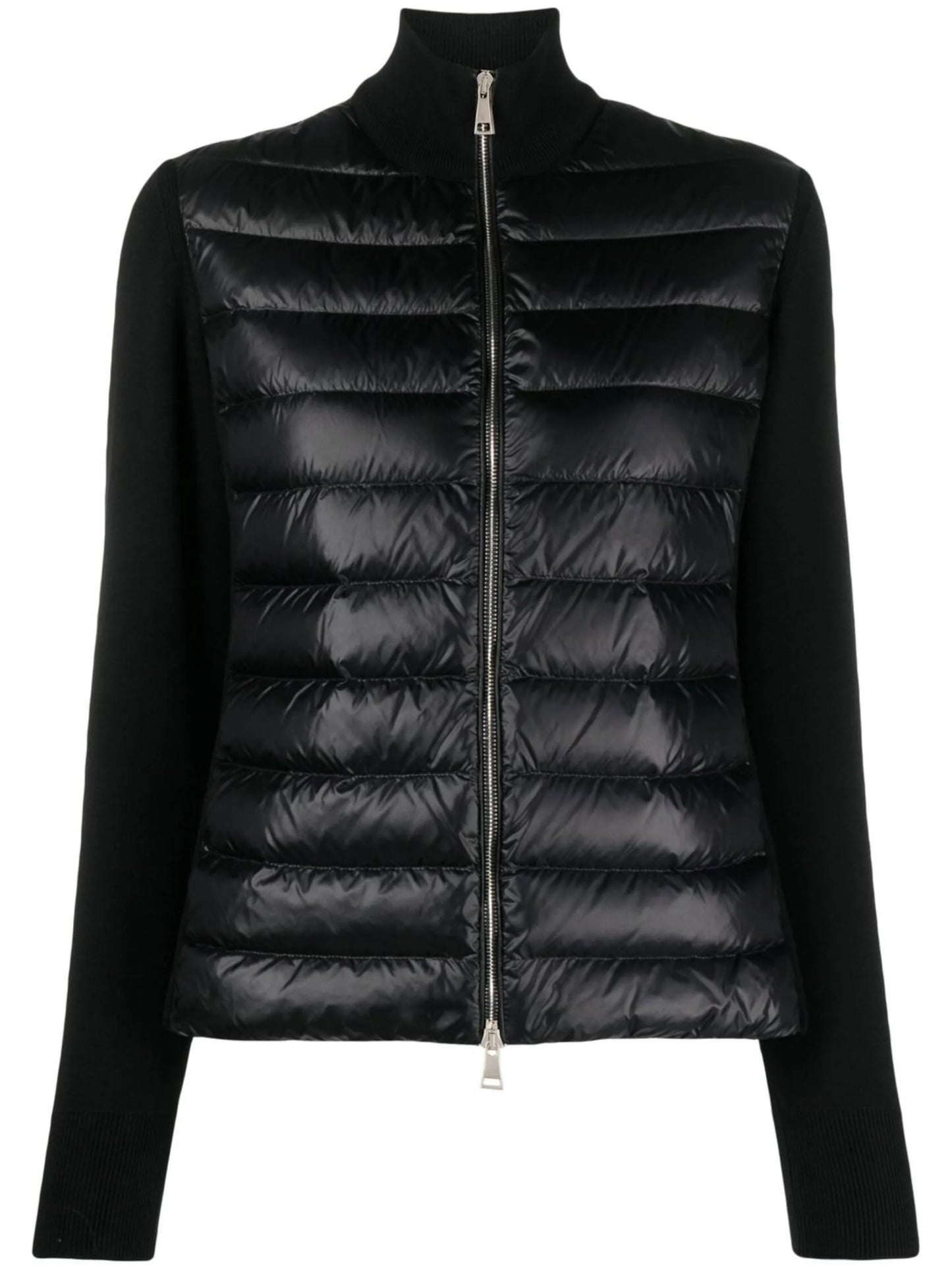 quilted-panel knit cardigan