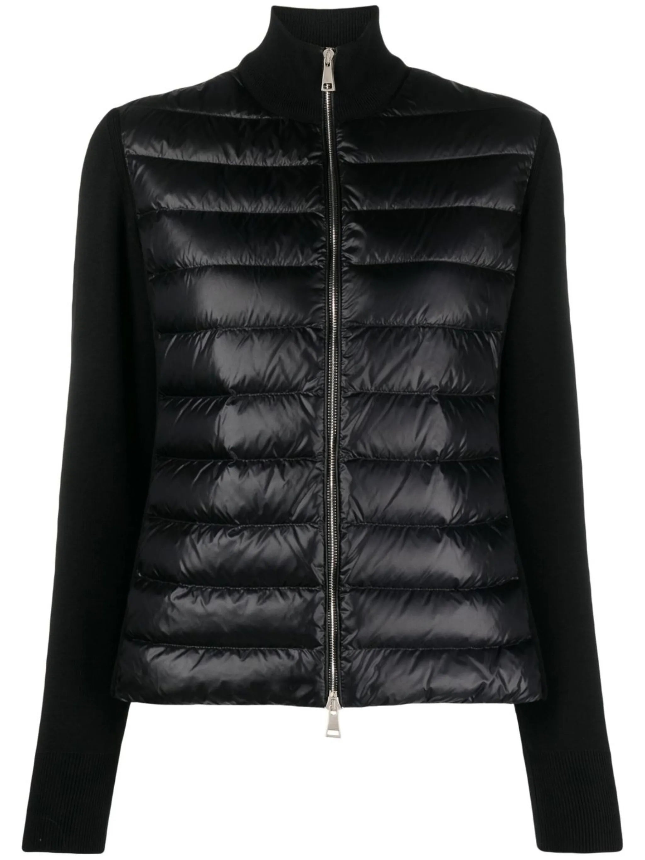 quilted-panel knit cardigan