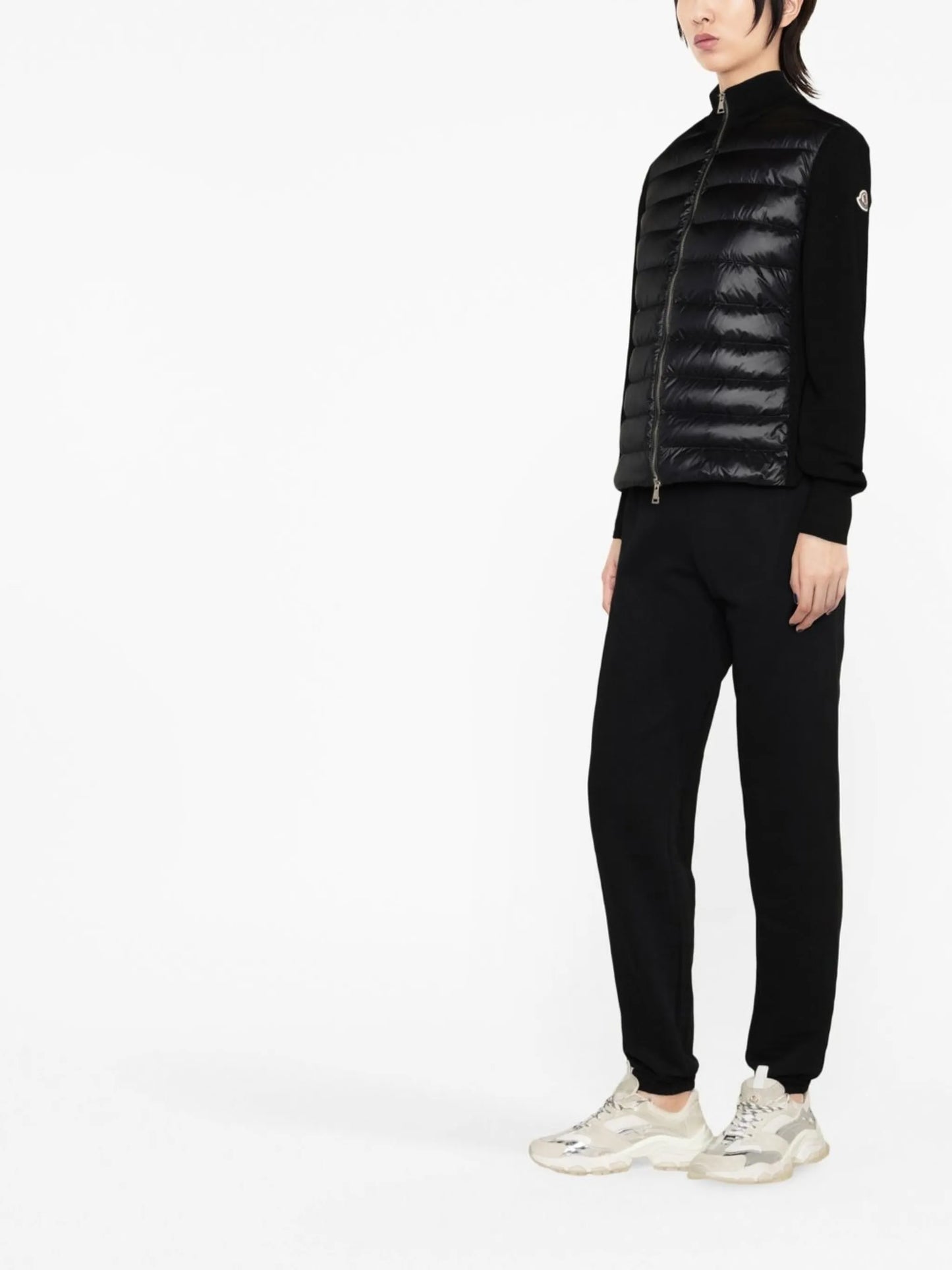 quilted-panel knit cardigan