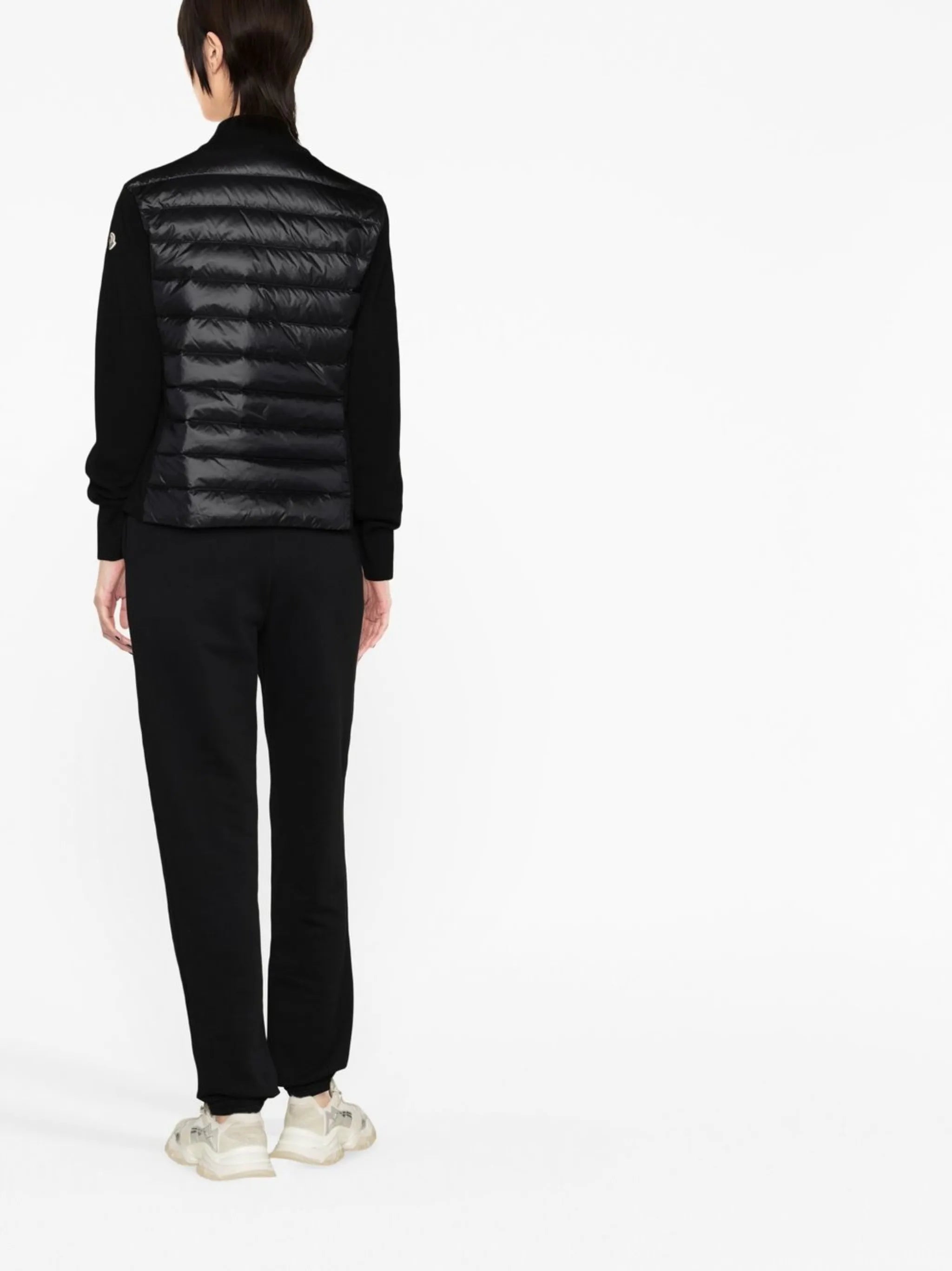 quilted-panel knit cardigan