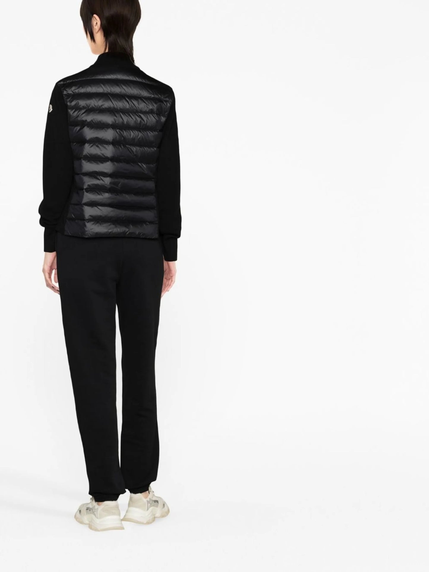 quilted-panel knit cardigan