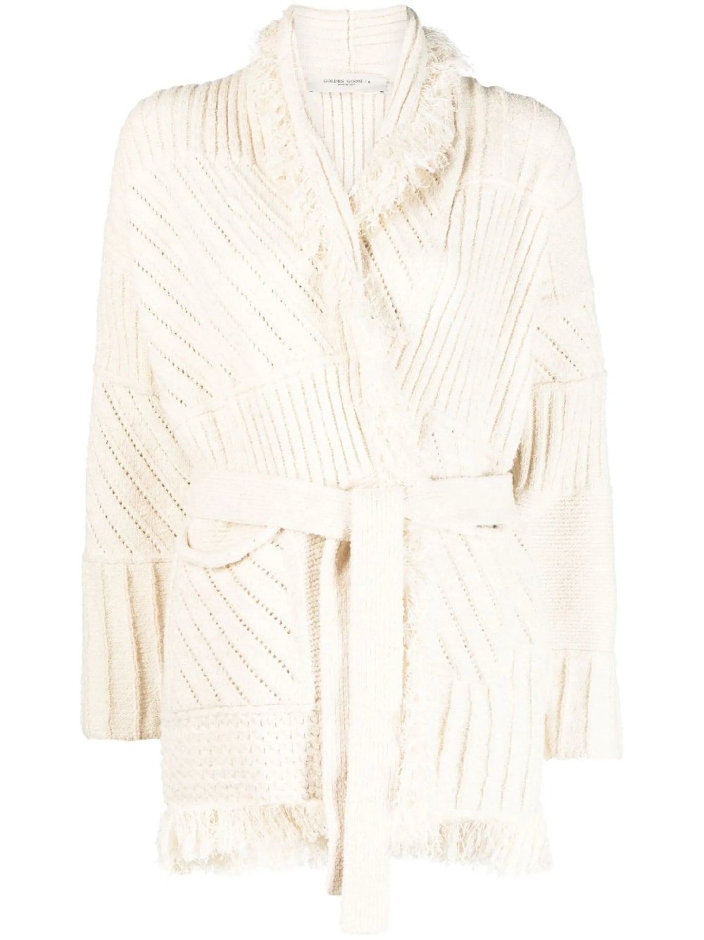 belted shawl-collar cardigan