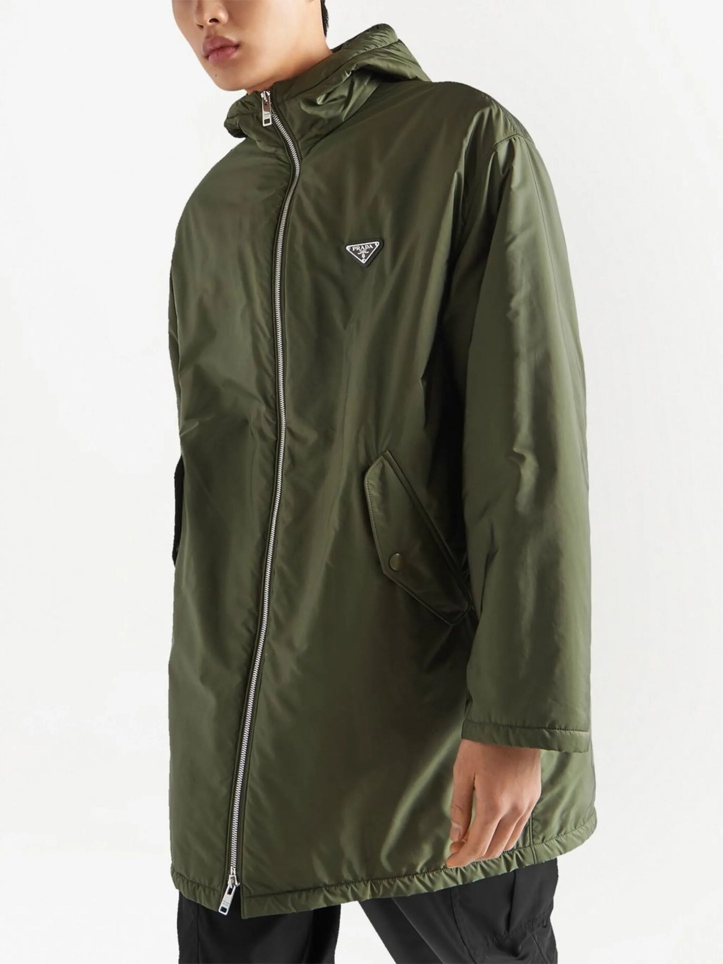 Re-Nylon long raincoat