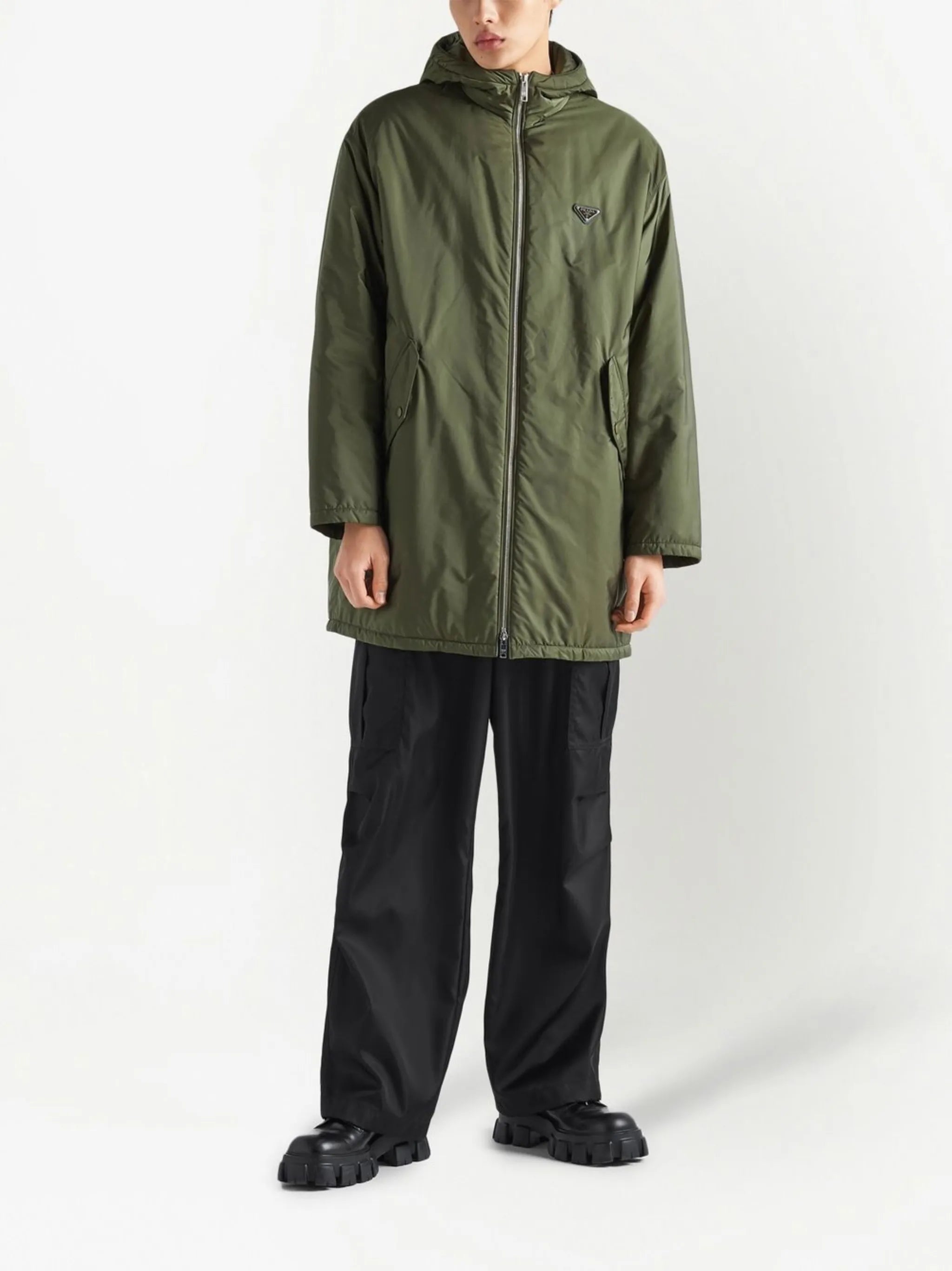 Re-Nylon long raincoat
