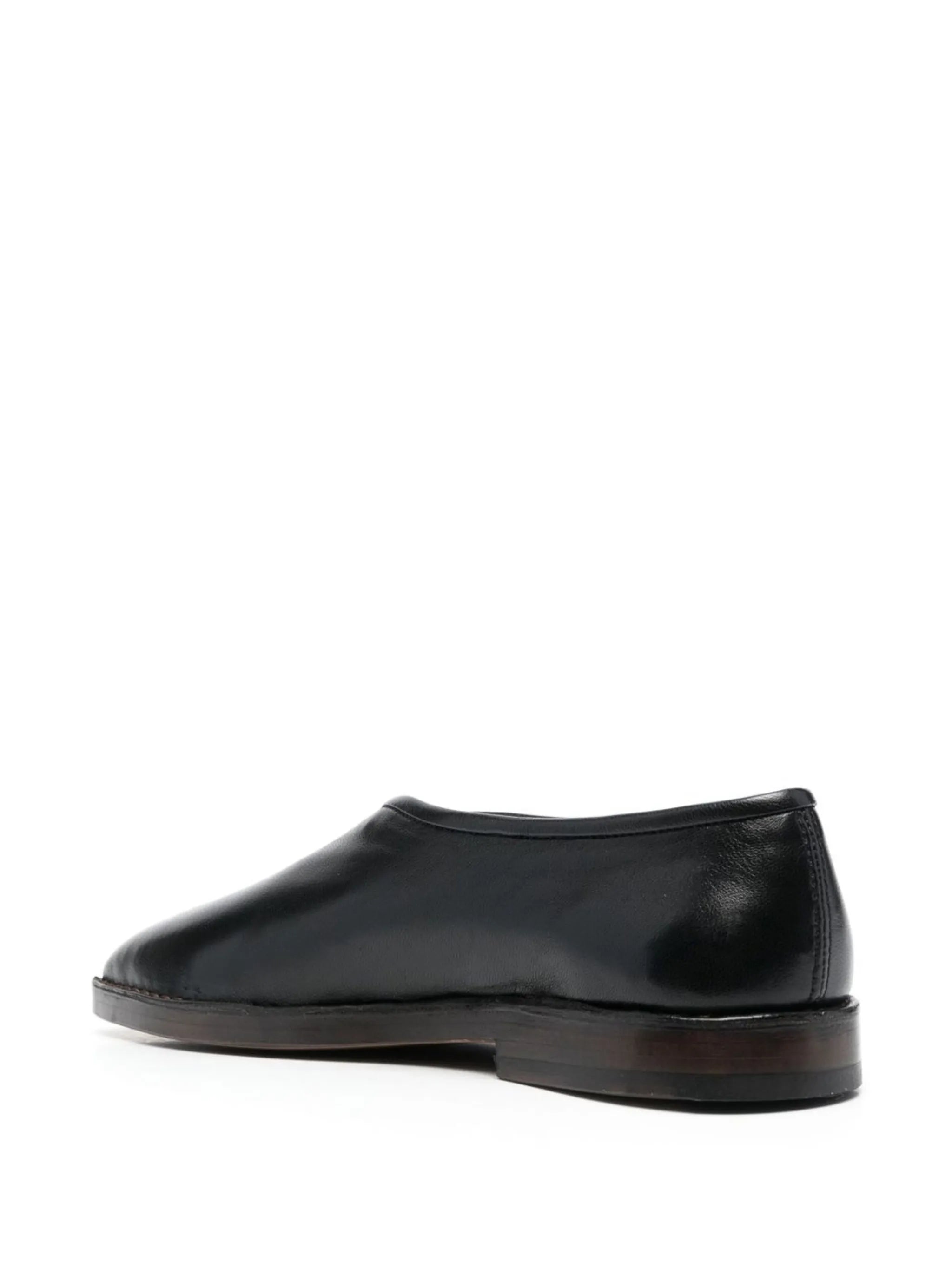square-toe leather loafers