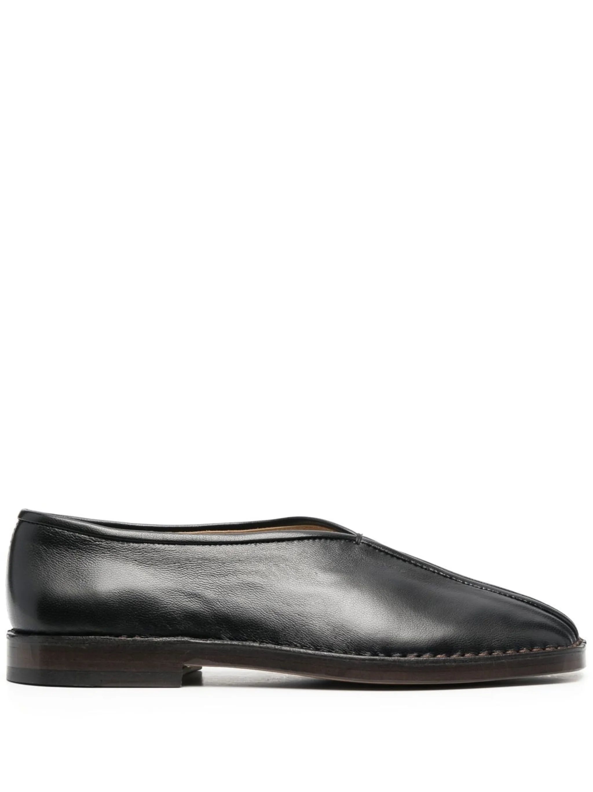 square-toe leather loafers