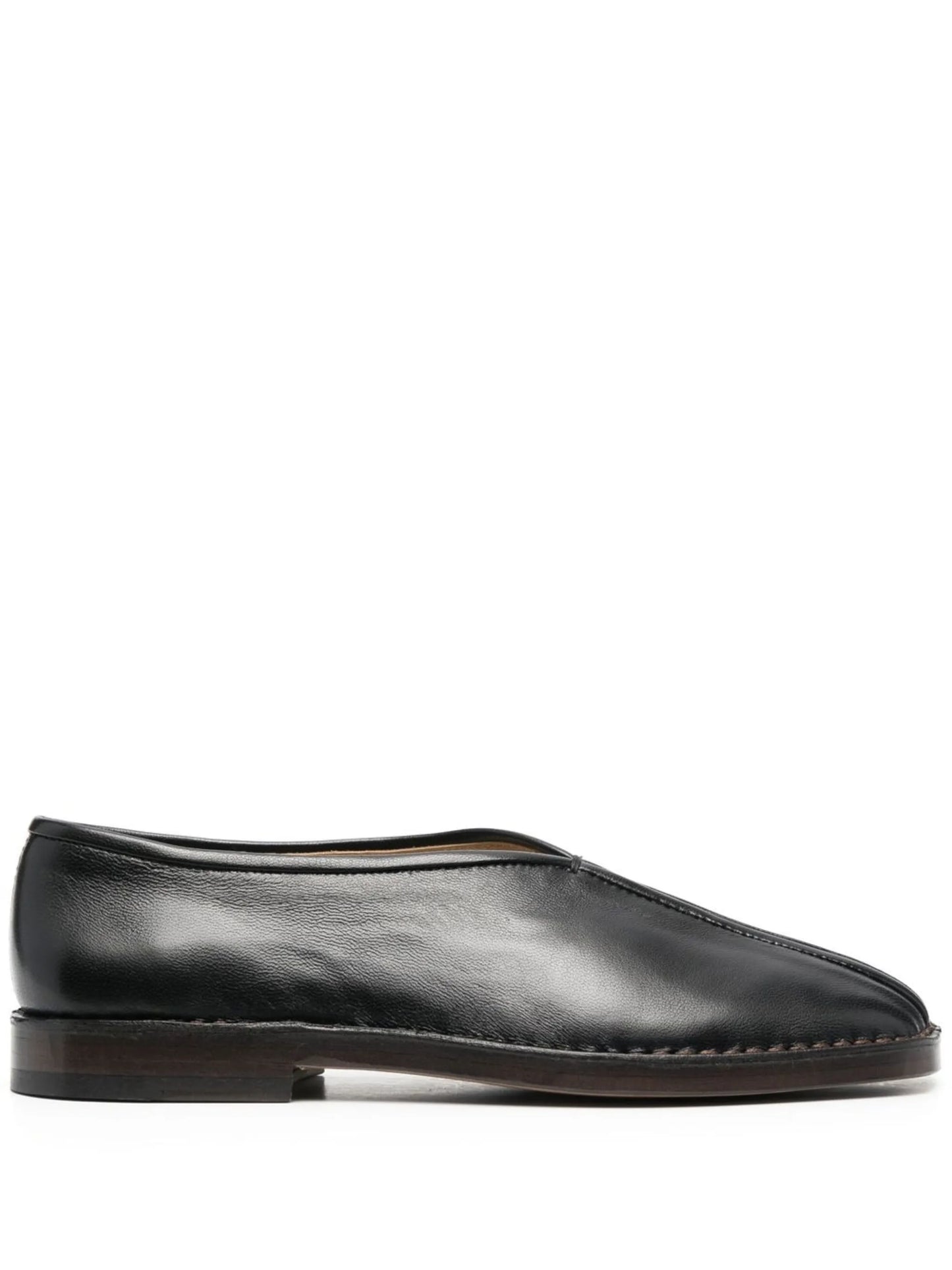 square-toe leather loafers