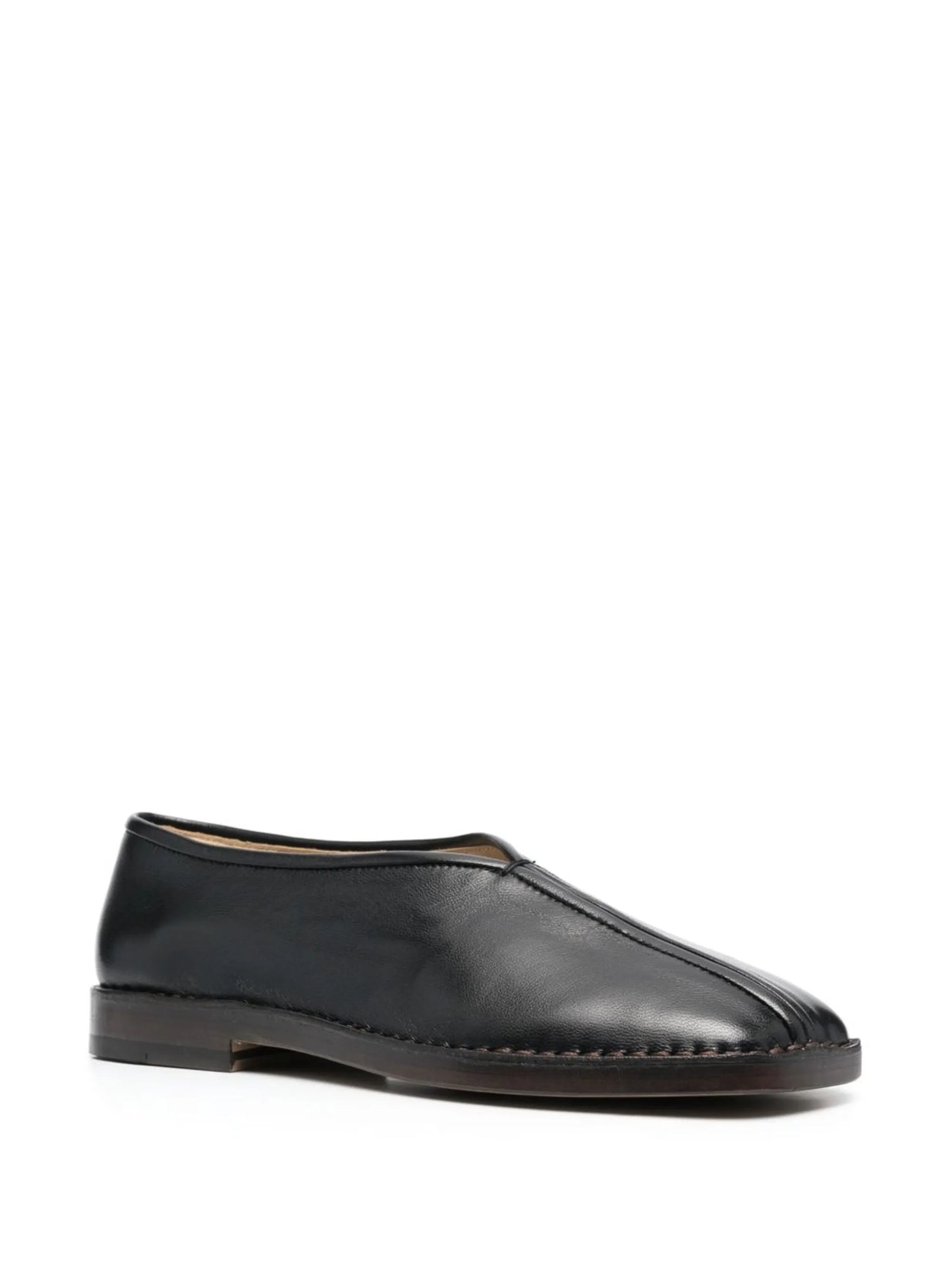 square-toe leather loafers