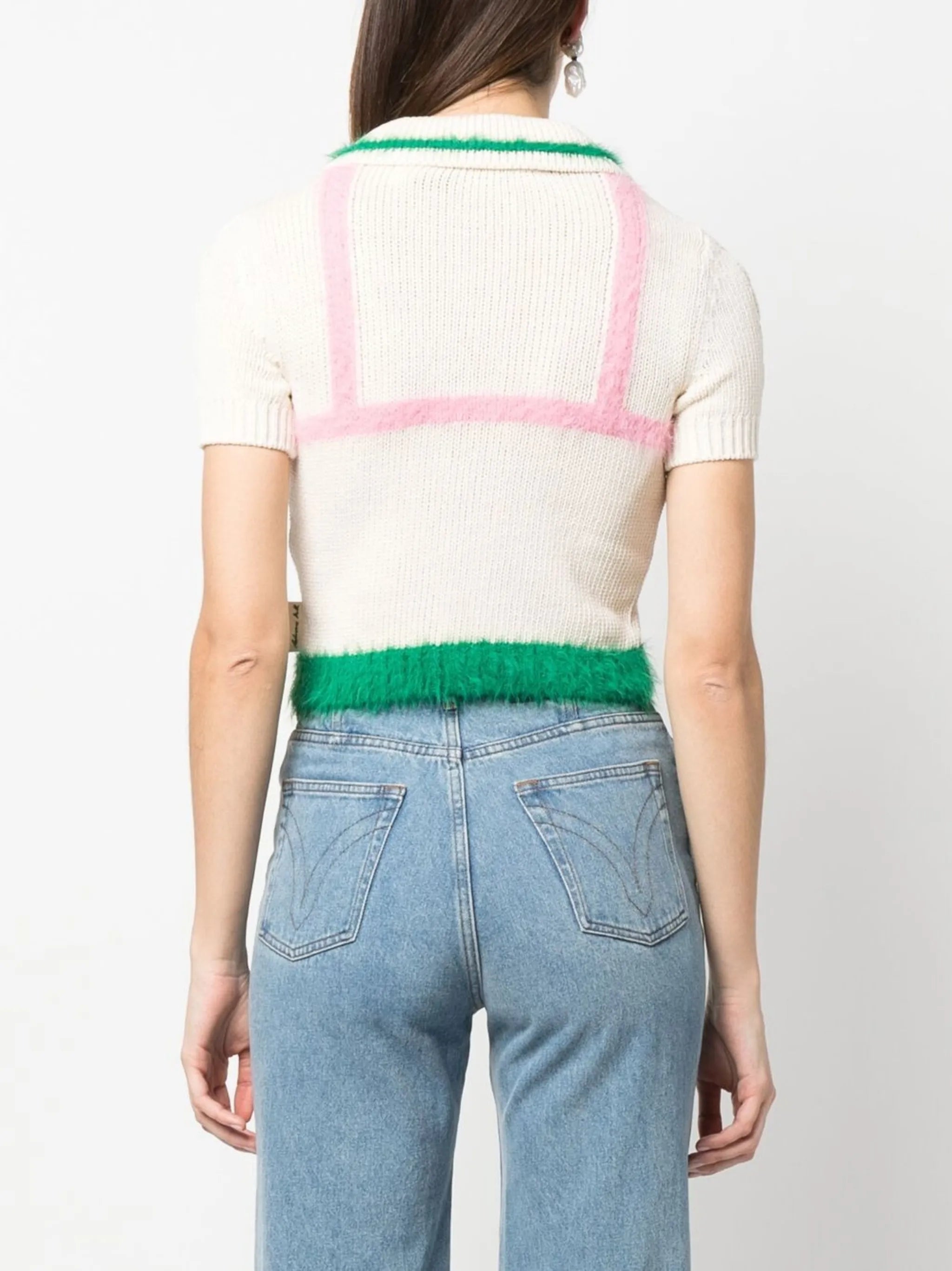 intarsia knit cropped top