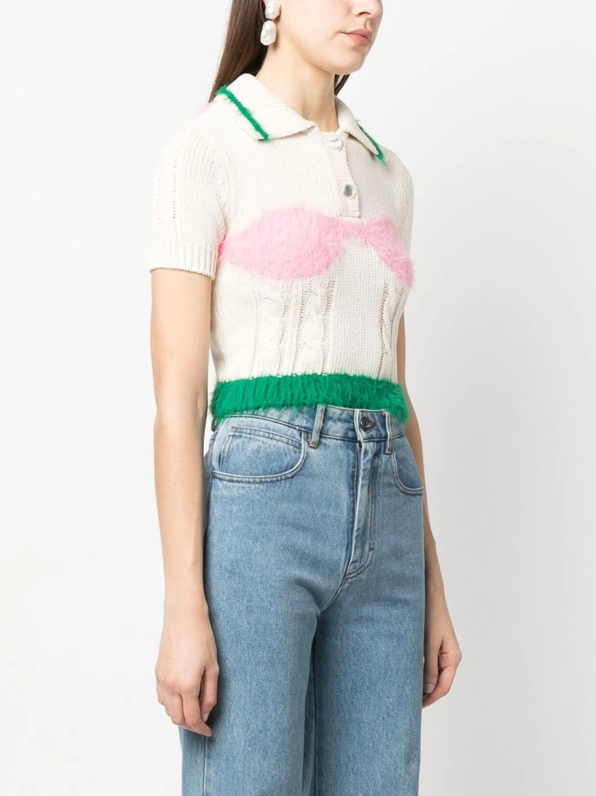 intarsia knit cropped top