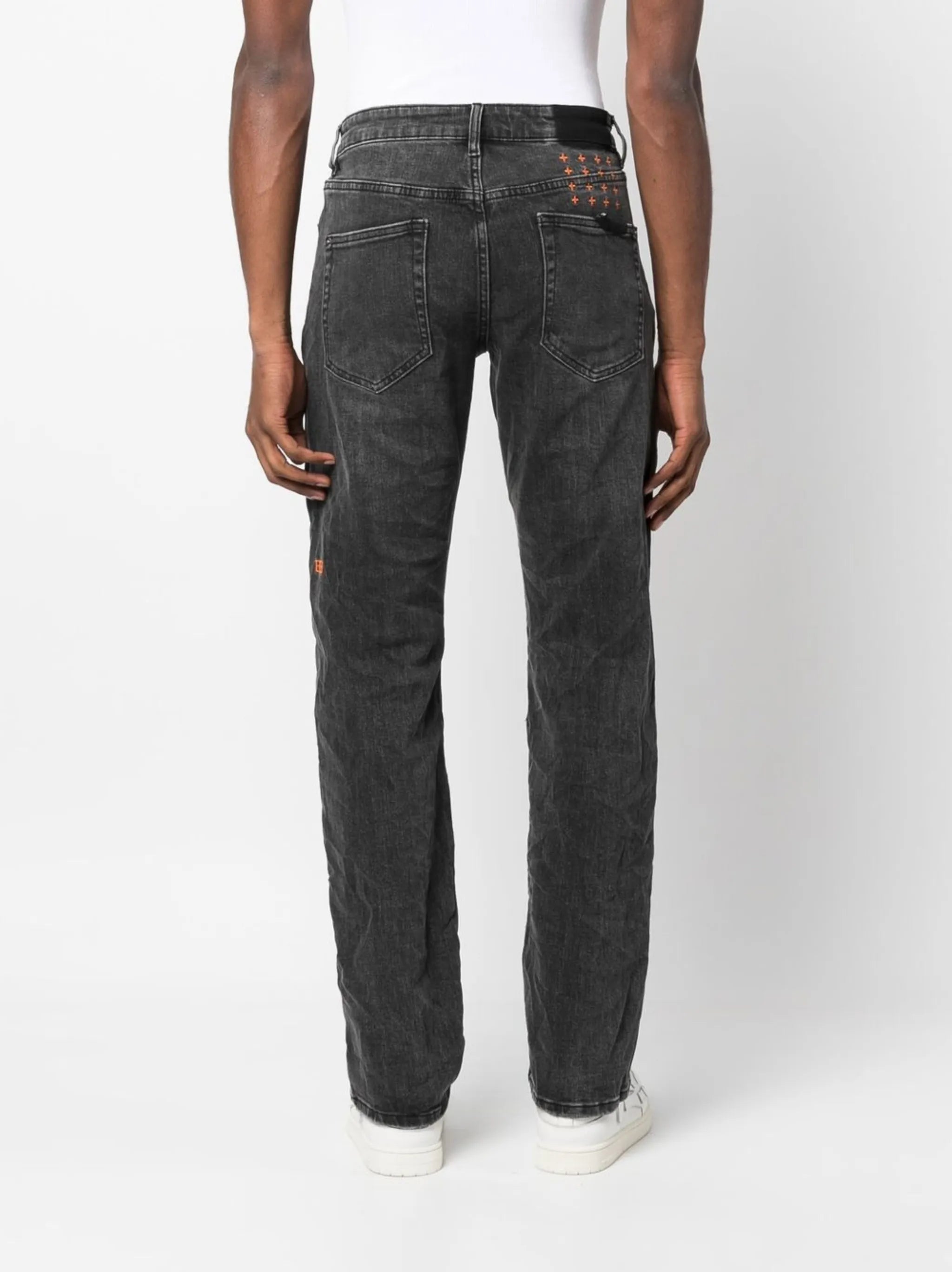 straight-leg washed jeans