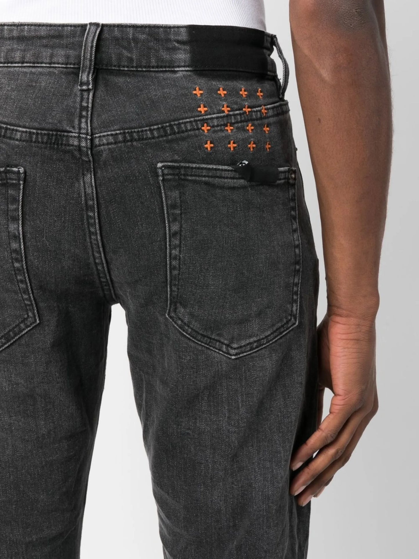 straight-leg washed jeans