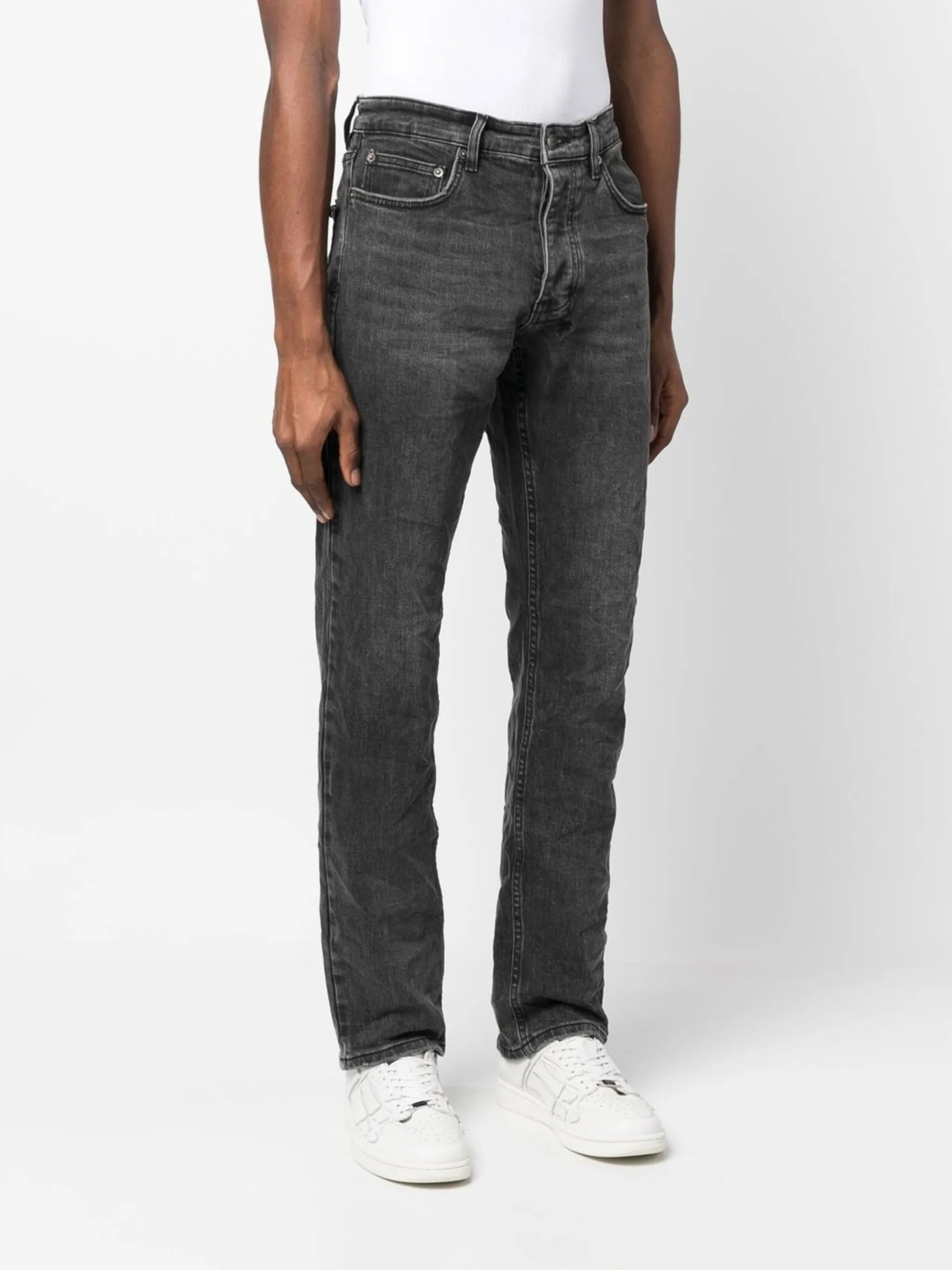 straight-leg washed jeans