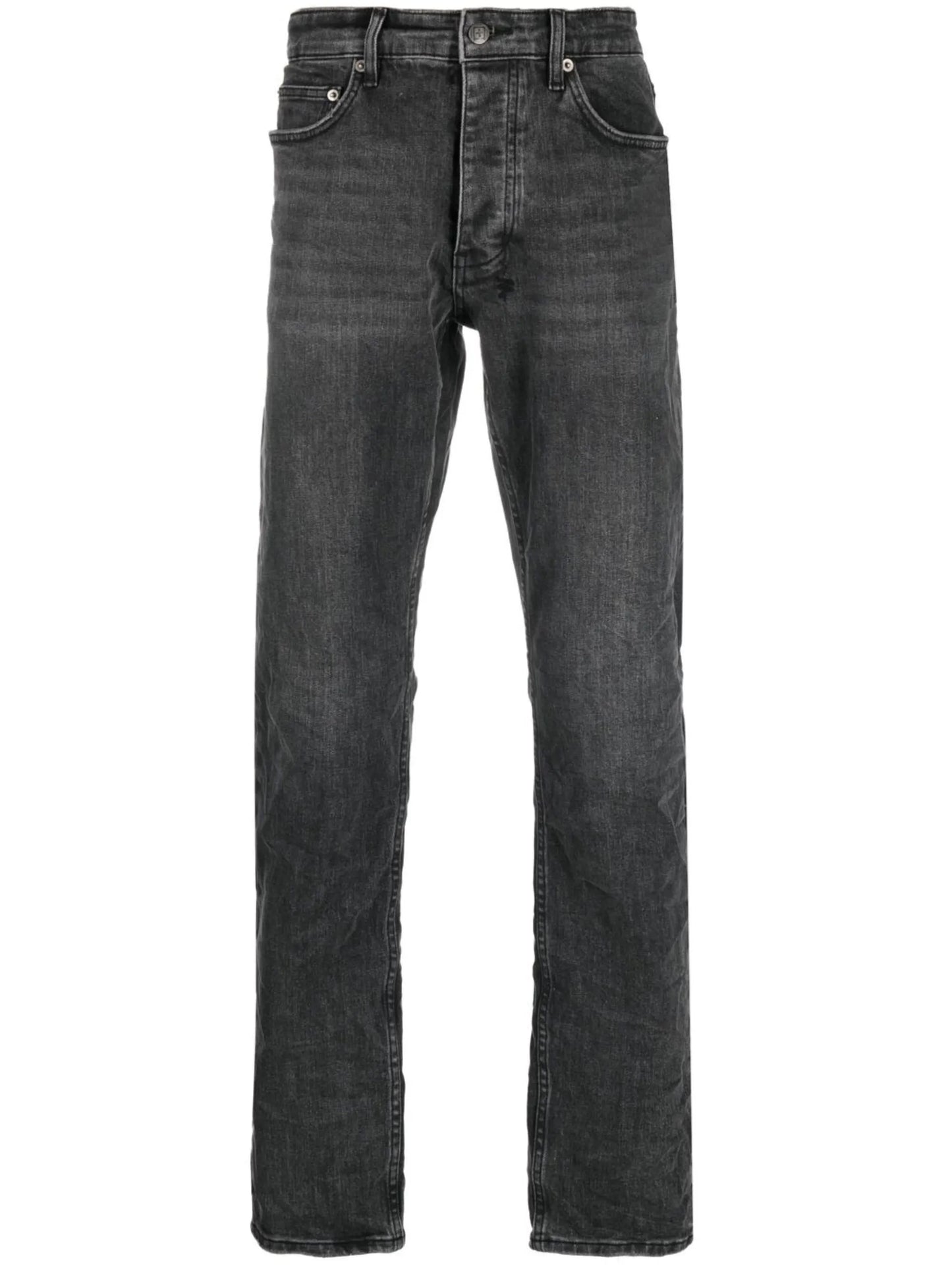 straight-leg washed jeans