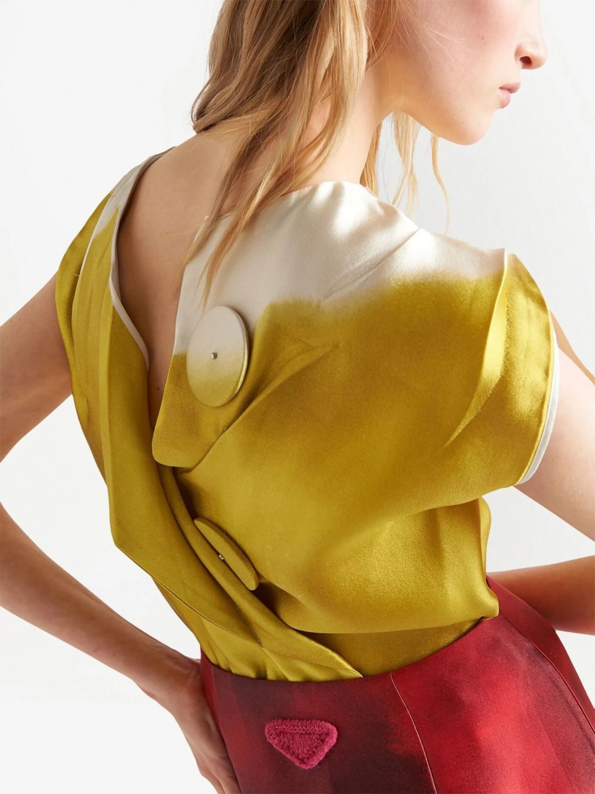 two-tone silk satin blouse