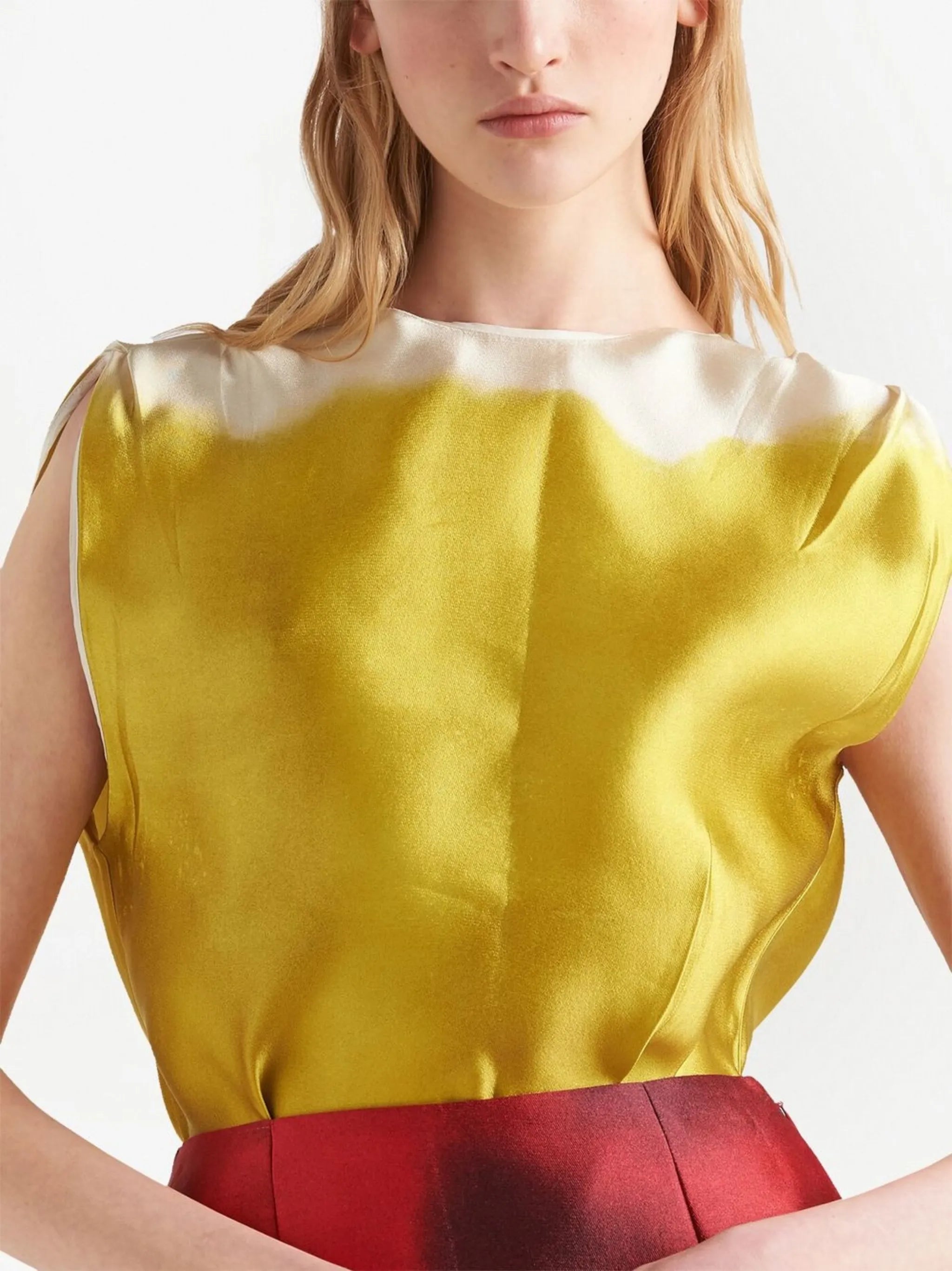 two-tone silk satin blouse