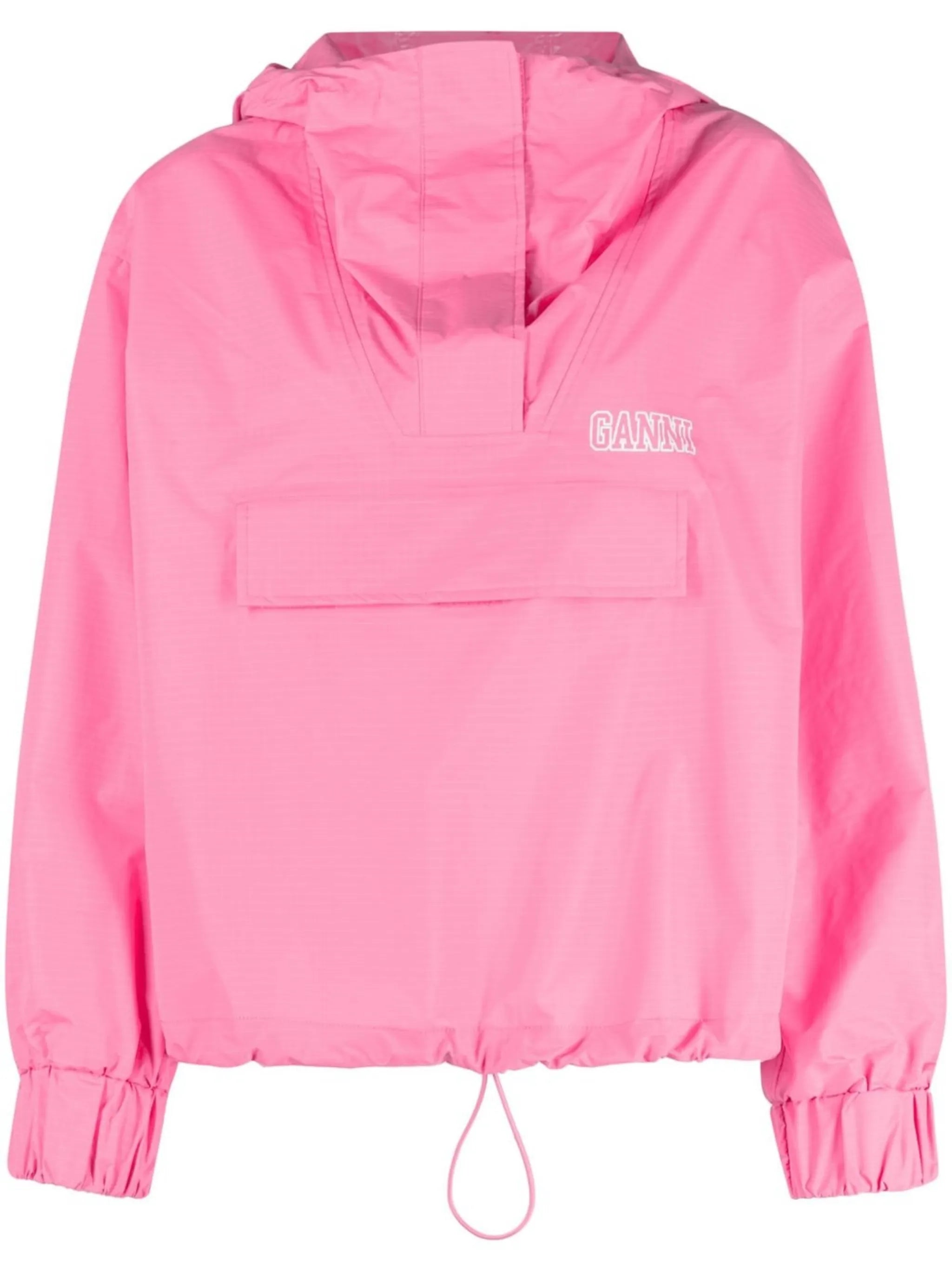 logo-print hooded windbreaker