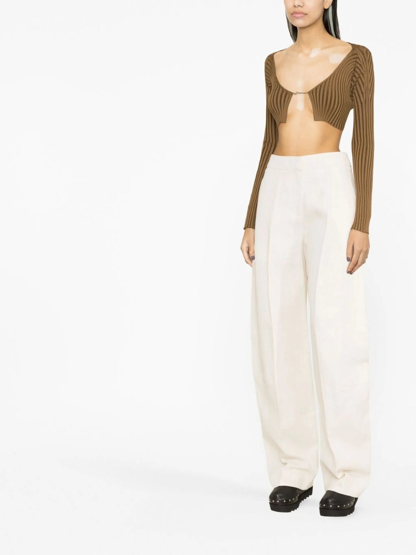 high-waist wide-leg trousers