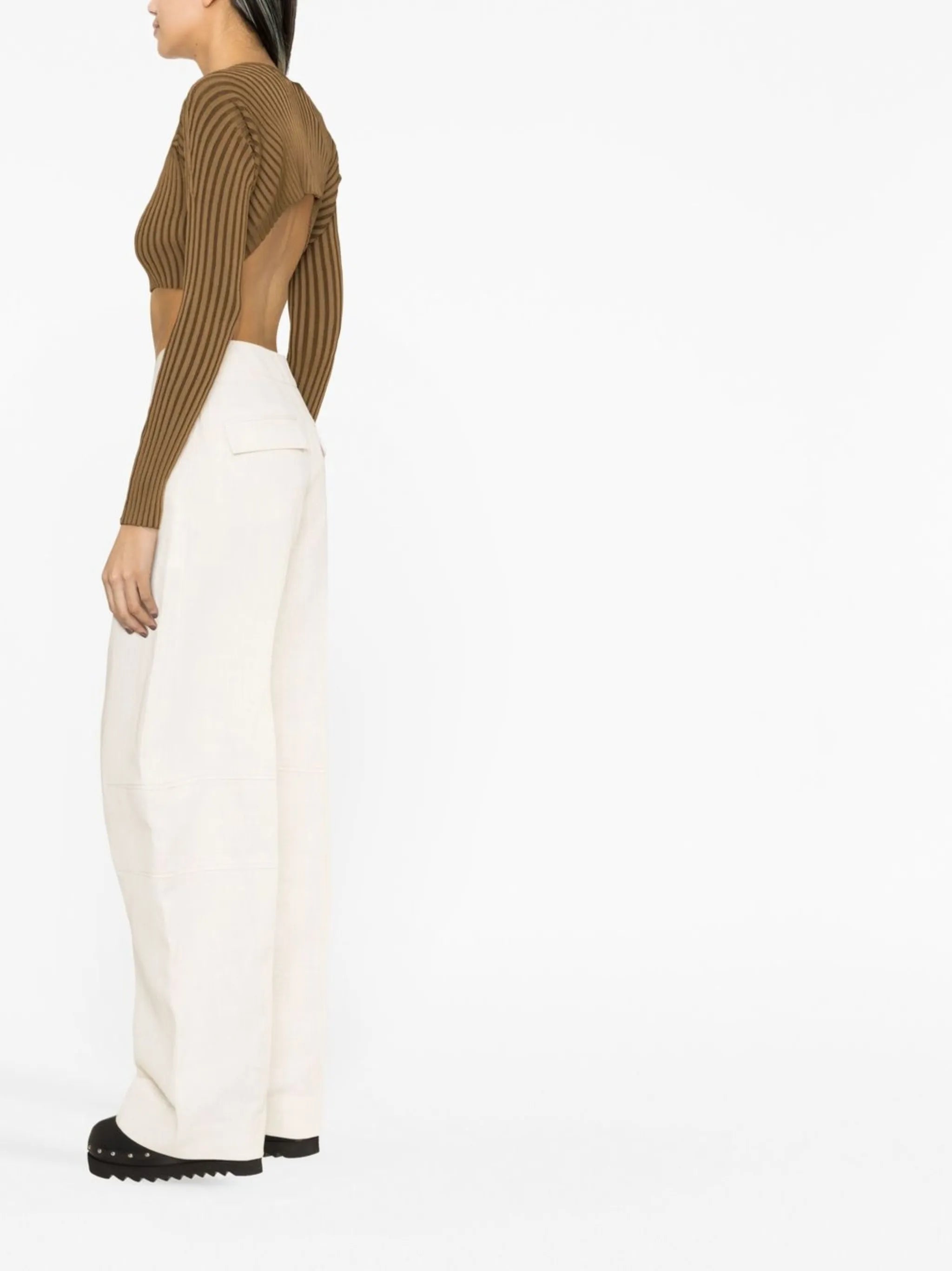 high-waist wide-leg trousers