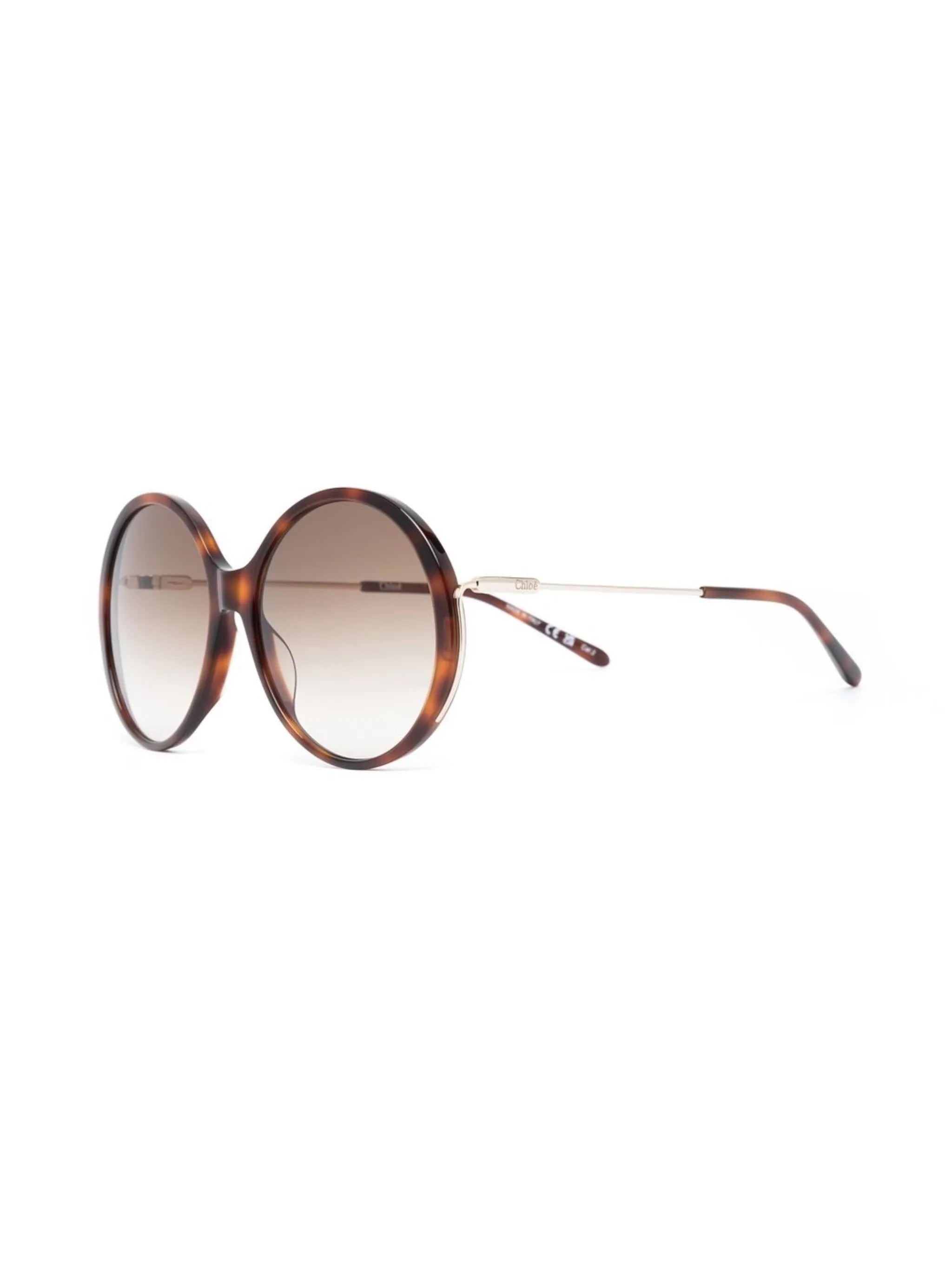 tortoiseshell-effect round sunglasses